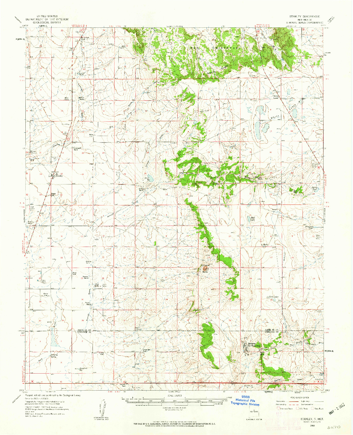 USGS 1:62500-SCALE QUADRANGLE FOR STANLEY, NM 1960