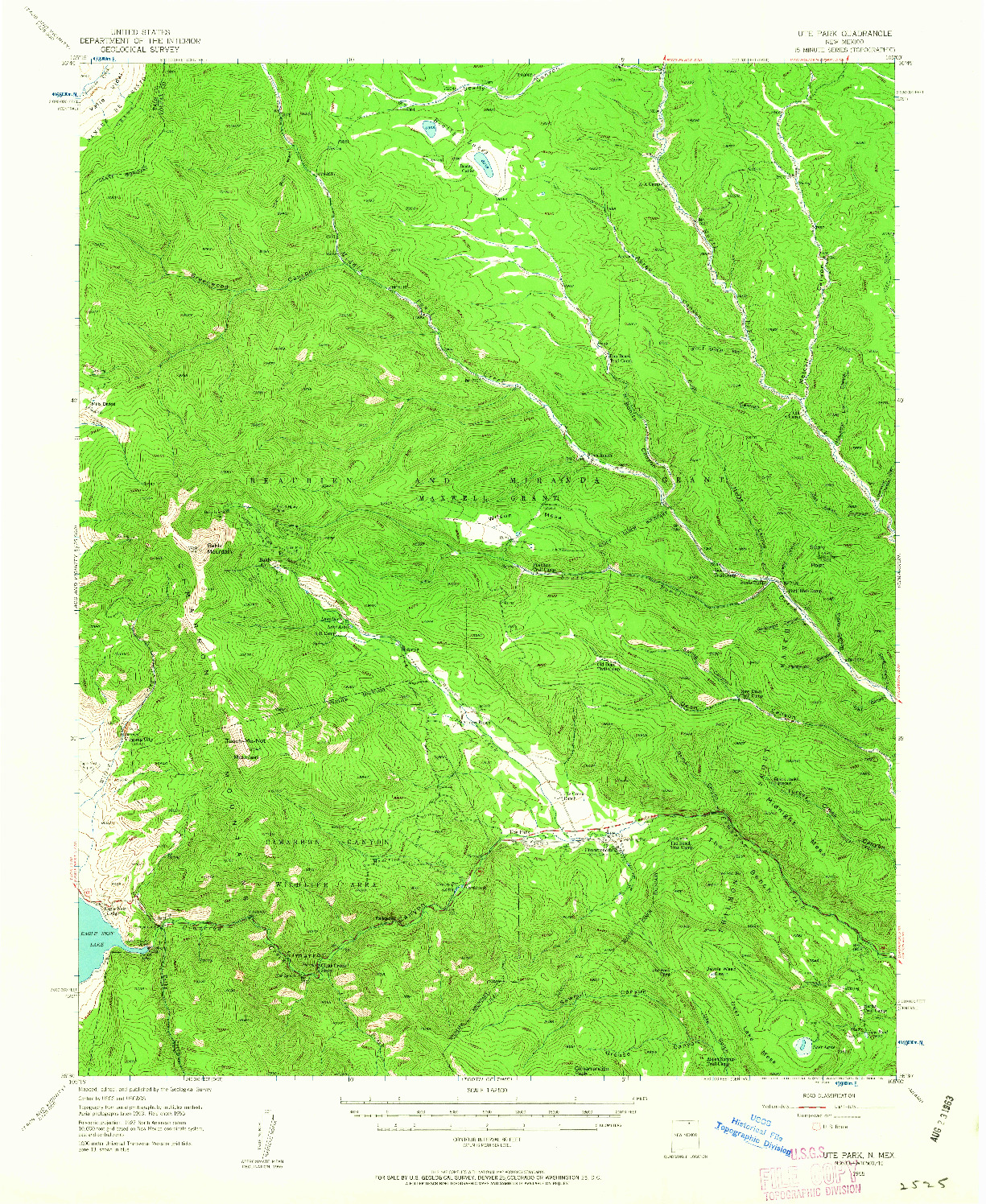 USGS 1:62500-SCALE QUADRANGLE FOR UTE PARK, NM 1955