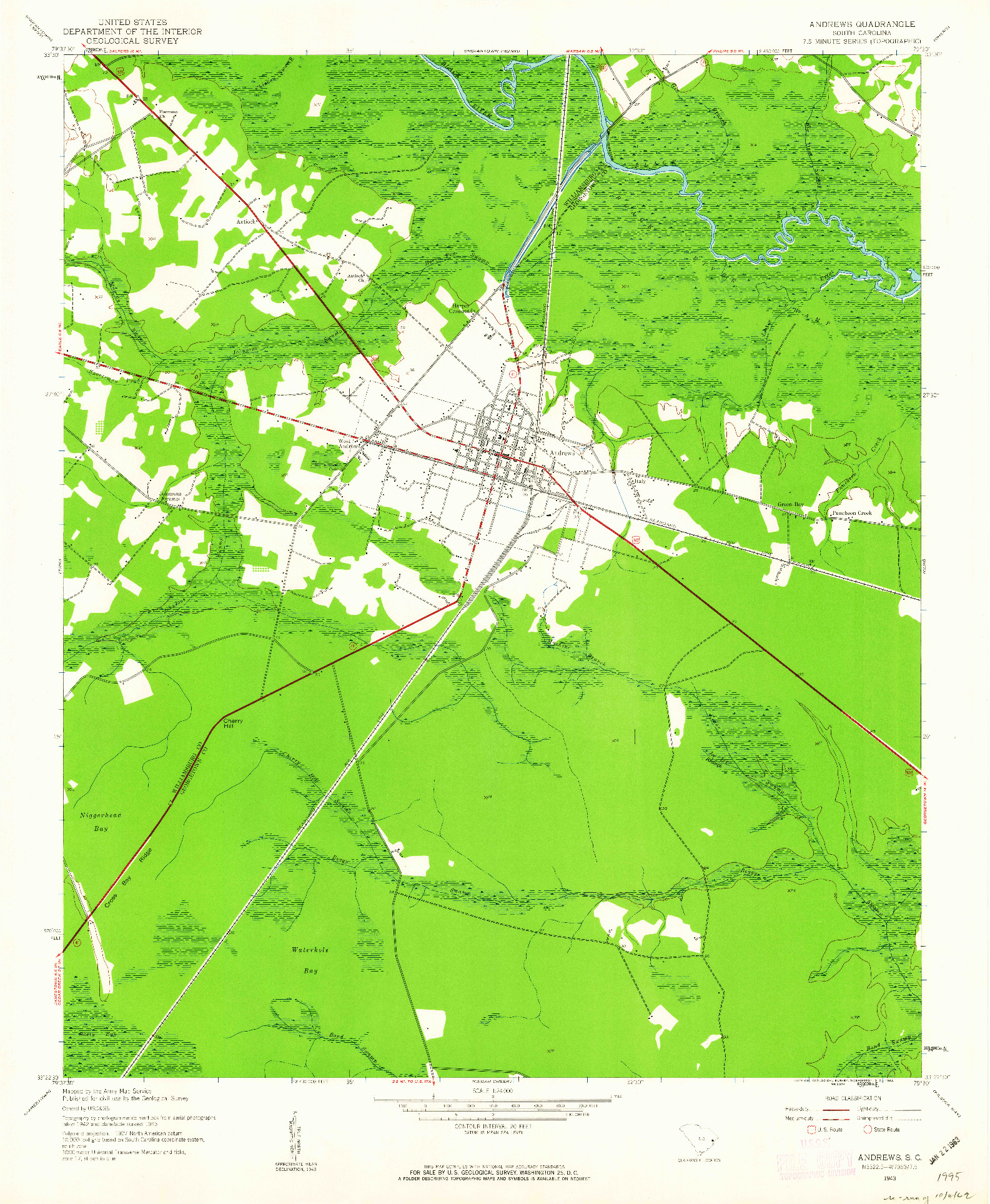 USGS 1:24000-SCALE QUADRANGLE FOR ANDREWS, SC 1943