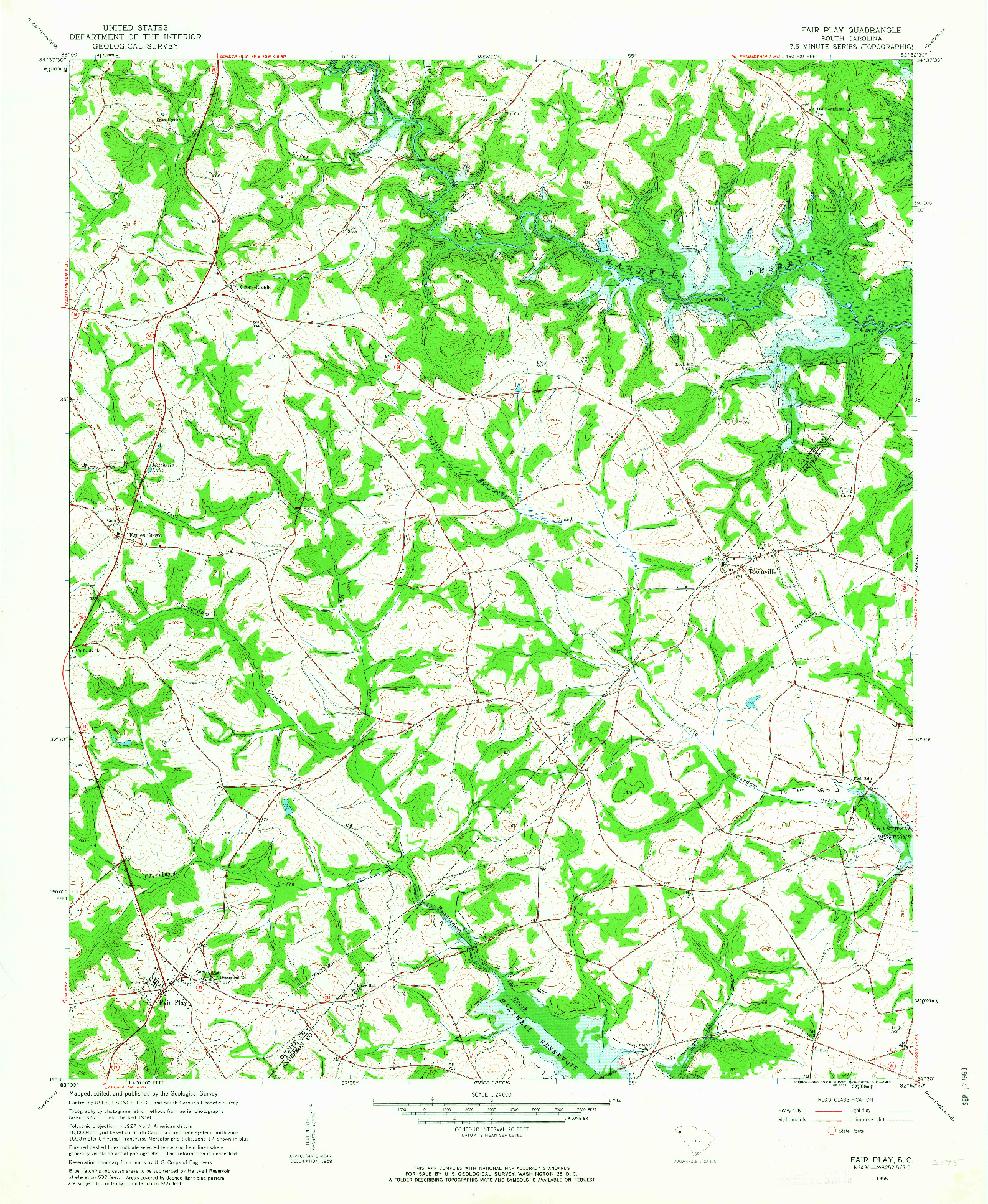 USGS 1:24000-SCALE QUADRANGLE FOR FAIR PLAY, SC 1958