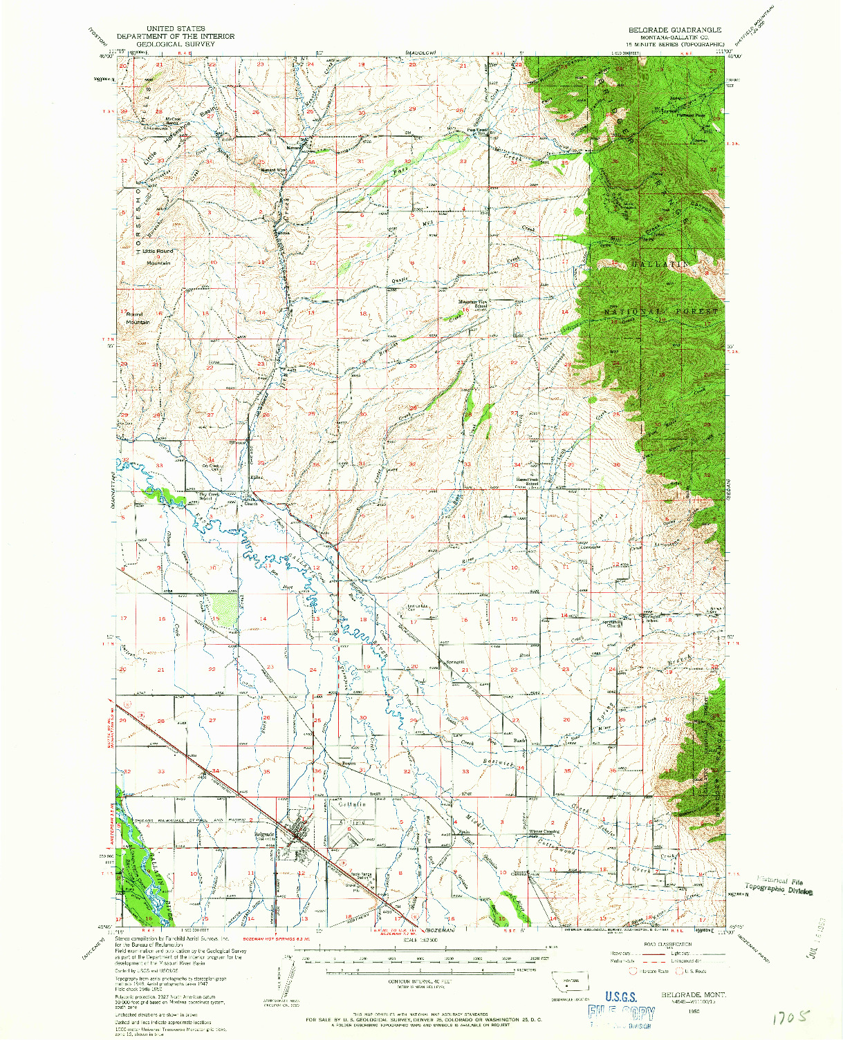 USGS 1:62500-SCALE QUADRANGLE FOR BELGRADE, MT 1950