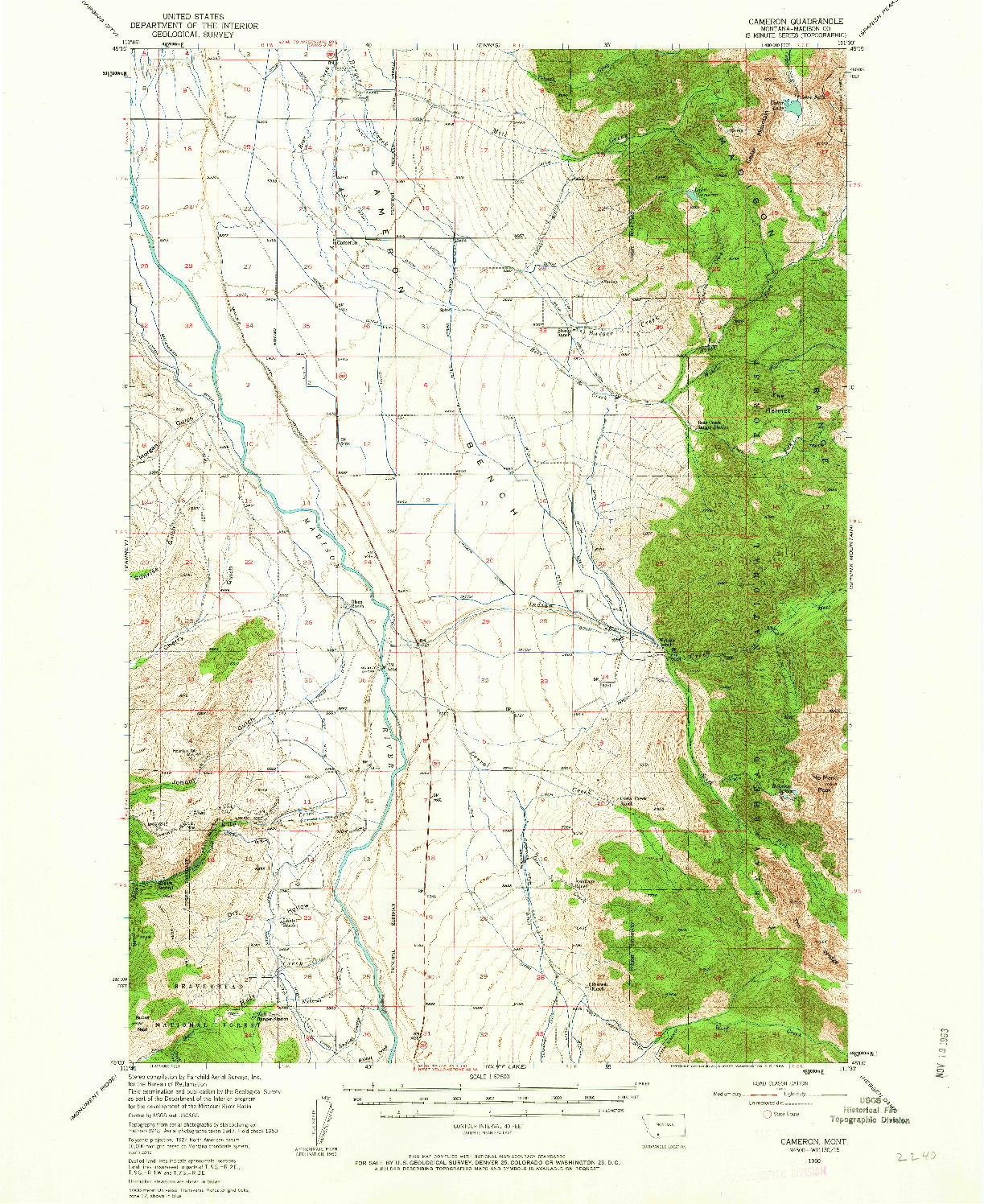 USGS 1:62500-SCALE QUADRANGLE FOR CAMERON, MT 1950