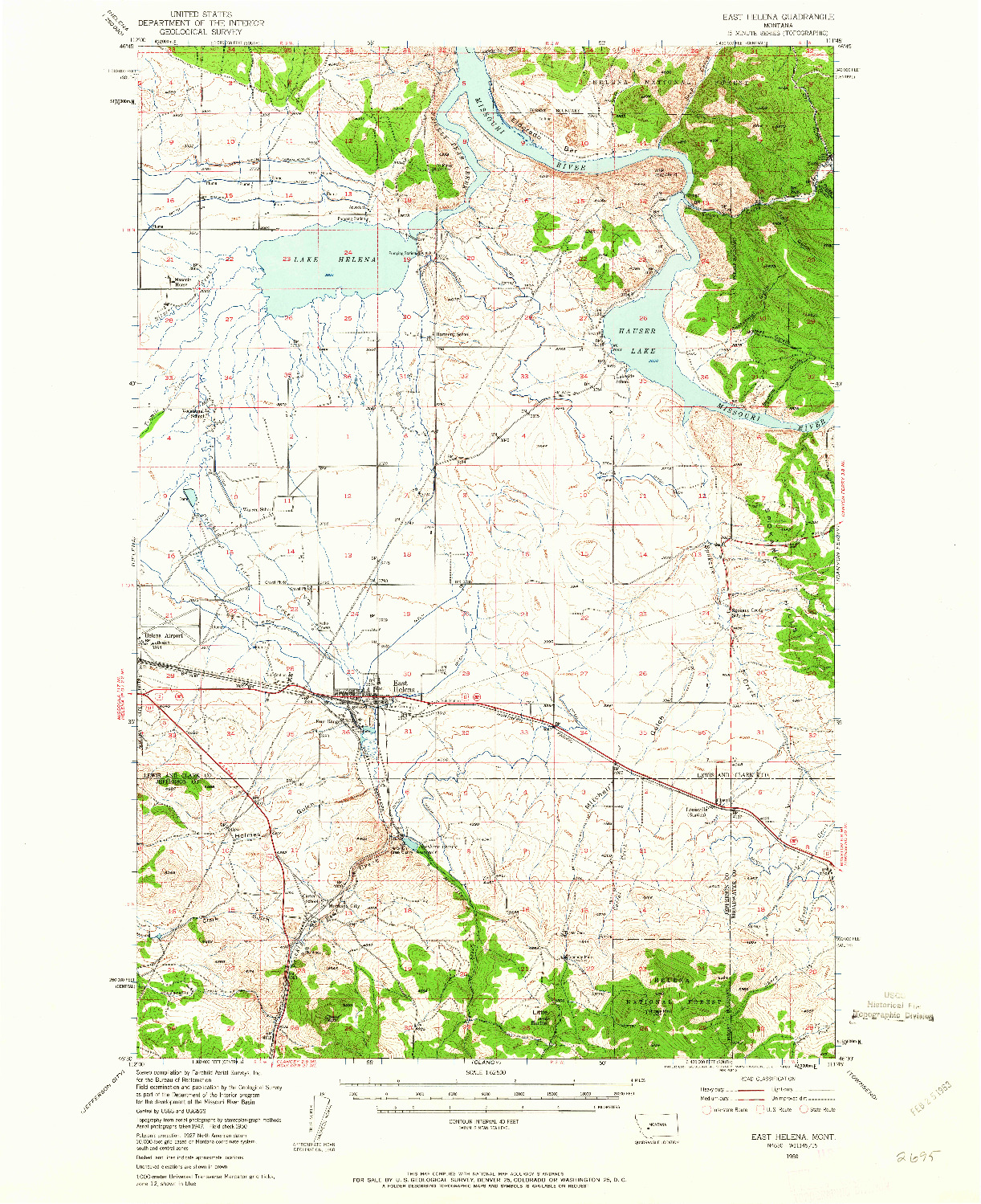 USGS 1:62500-SCALE QUADRANGLE FOR EAST HELENA, MT 1950
