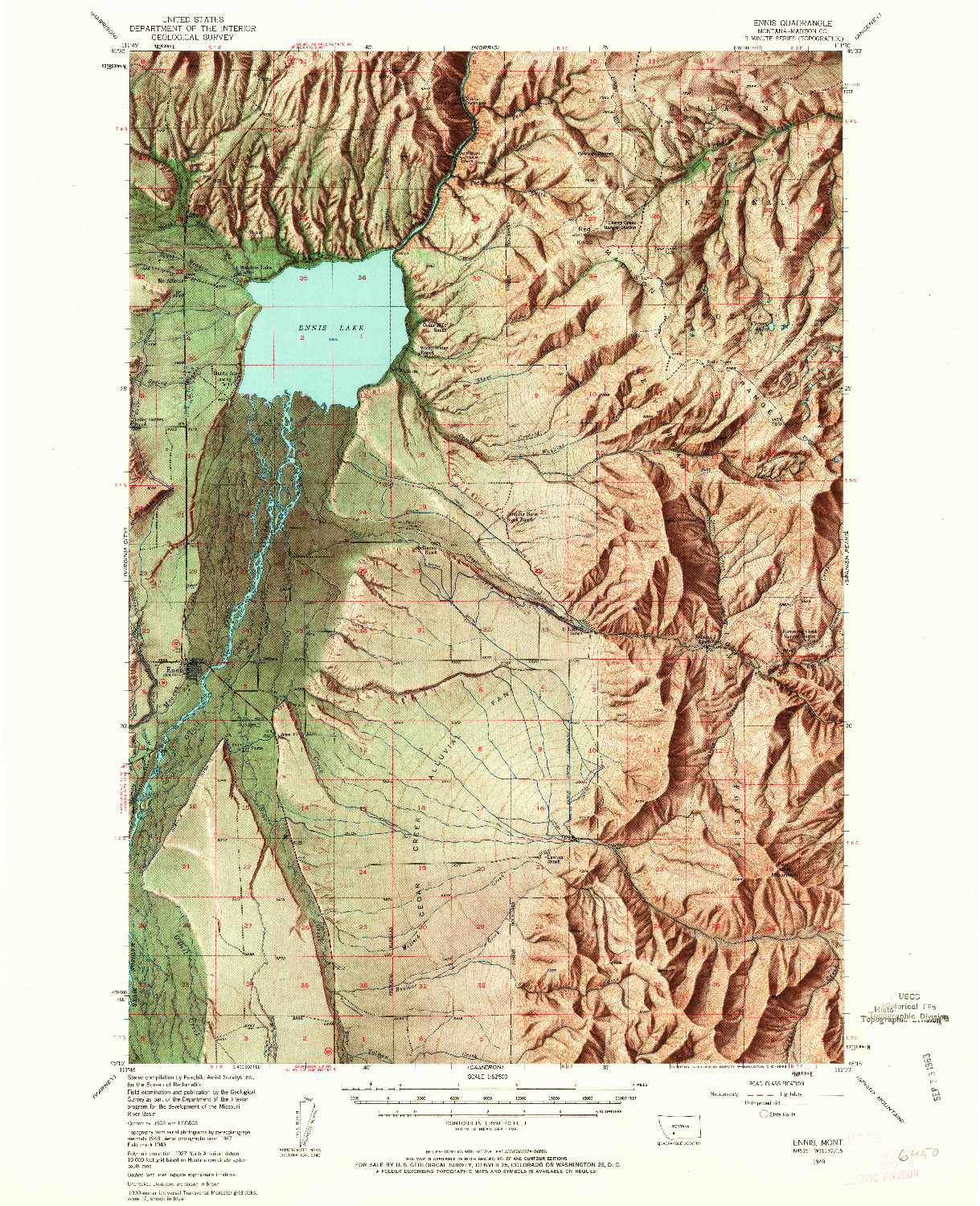 USGS 1:62500-SCALE QUADRANGLE FOR ENNIS, MT 1949