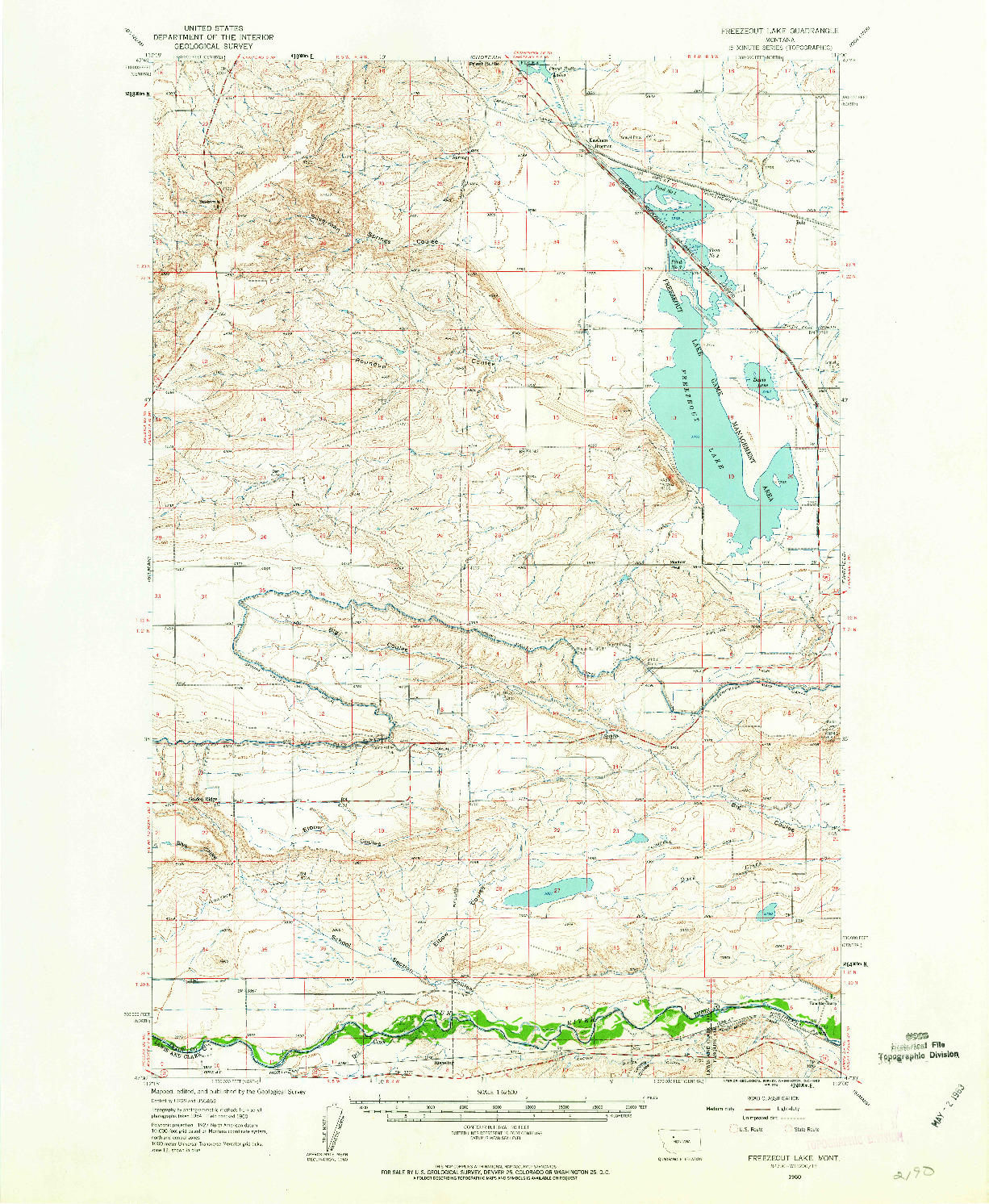 USGS 1:62500-SCALE QUADRANGLE FOR FREEZEOUT LAKE, MT 1960