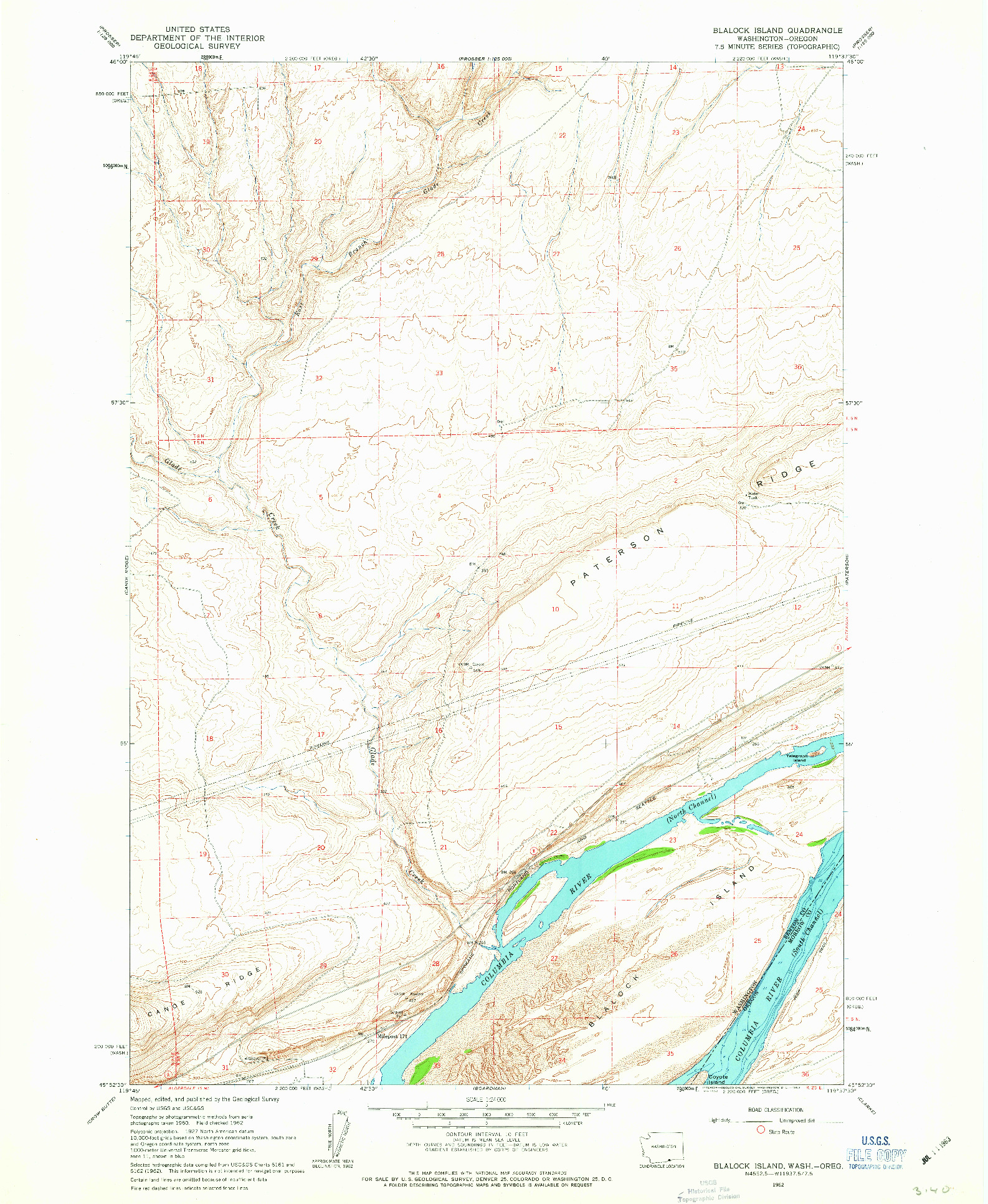 USGS 1:24000-SCALE QUADRANGLE FOR BLALOCK ISLAND, WA 1962