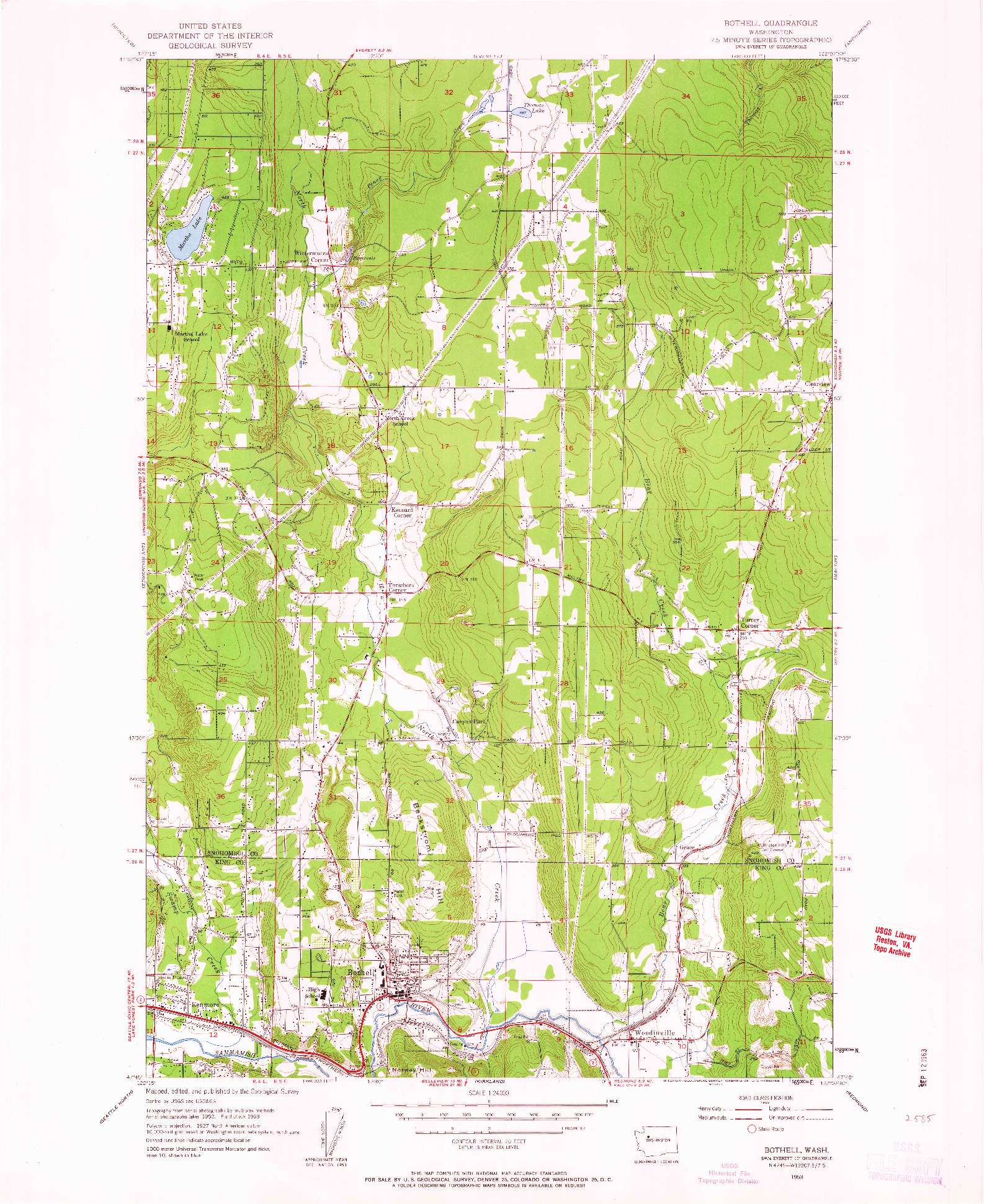 USGS 1:24000-SCALE QUADRANGLE FOR BOTHELL, WA 1953