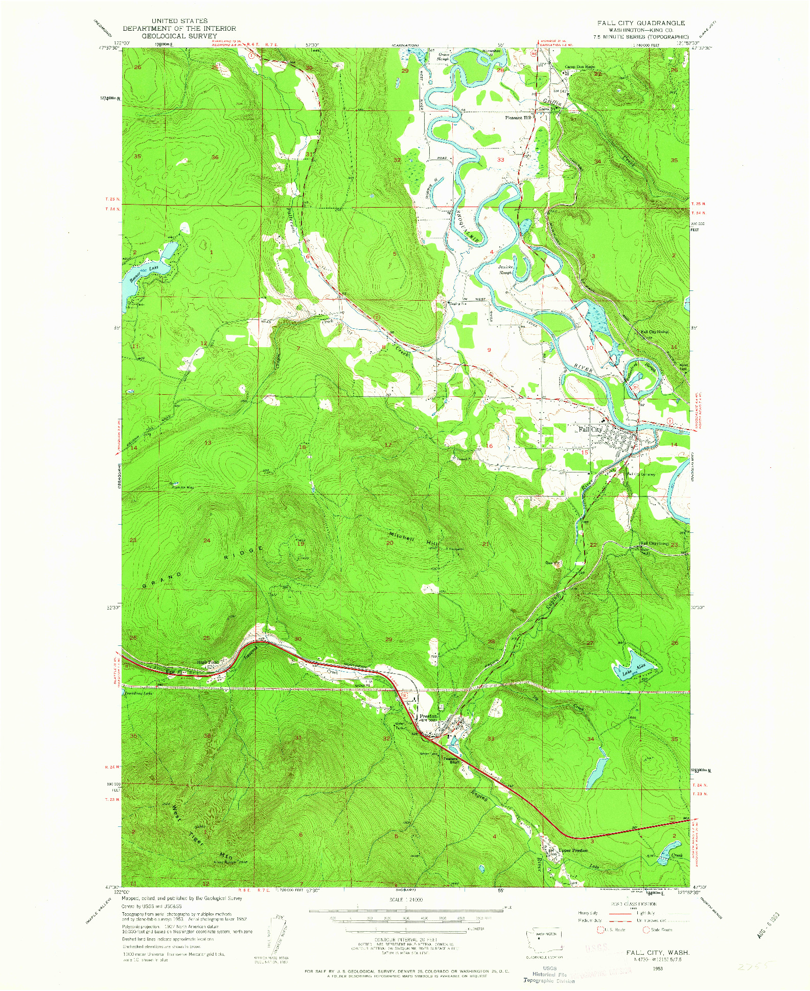 USGS 1:24000-SCALE QUADRANGLE FOR FALL CITY, WA 1953