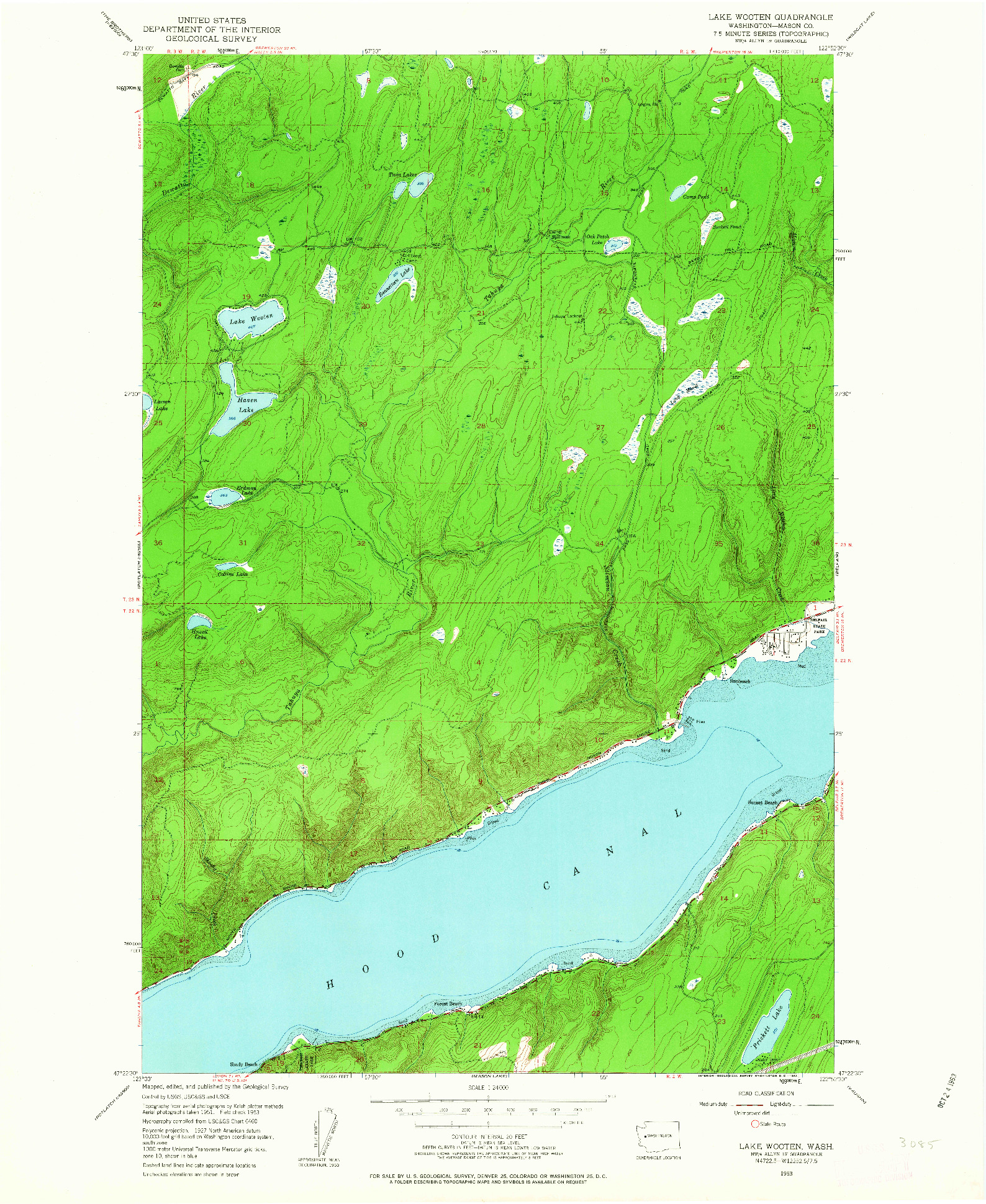 USGS 1:24000-SCALE QUADRANGLE FOR LAKE WOOTEN, WA 1953