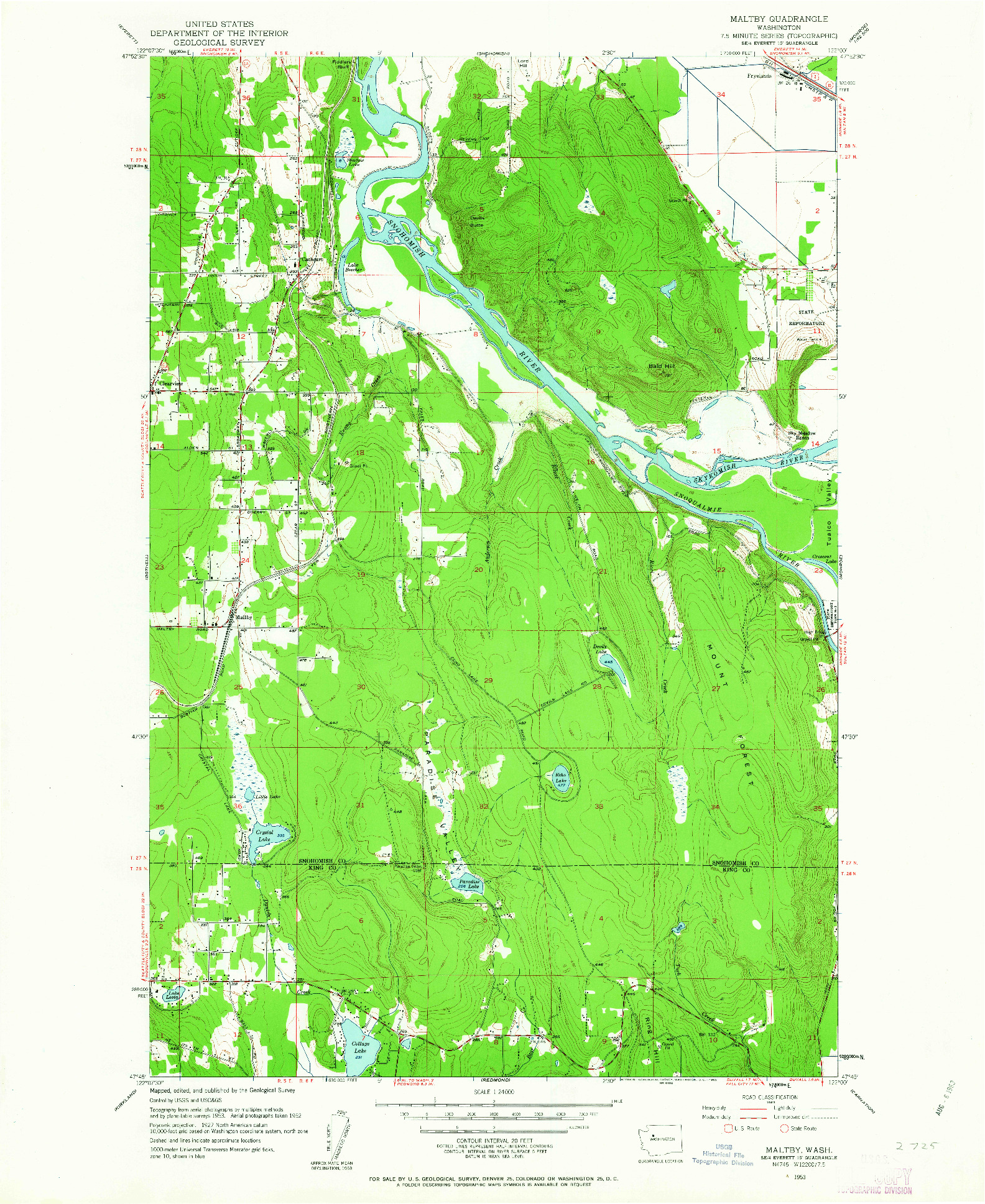 USGS 1:24000-SCALE QUADRANGLE FOR MALTBY, WA 1953