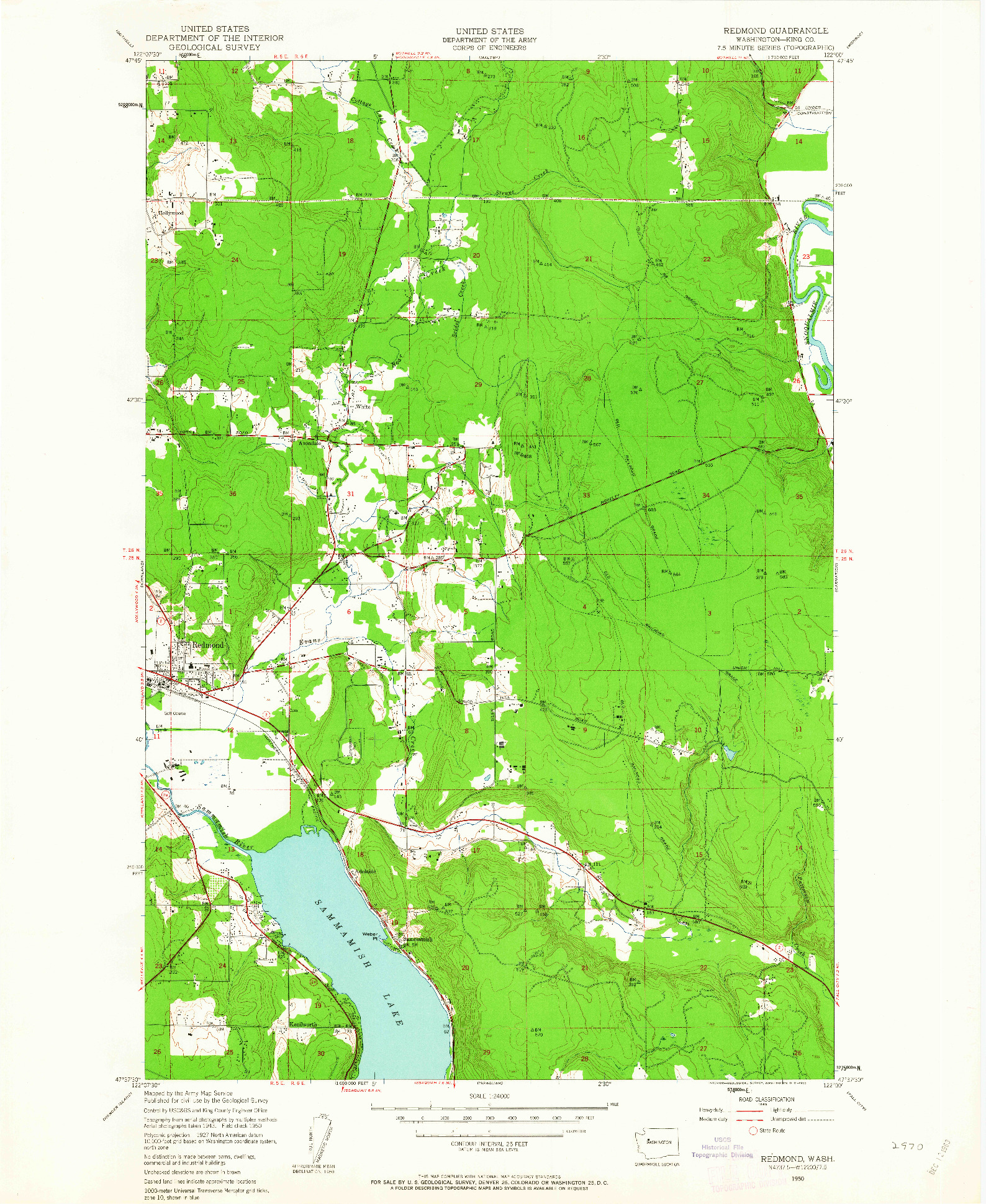 USGS 1:24000-SCALE QUADRANGLE FOR REDMOND, WA 1950