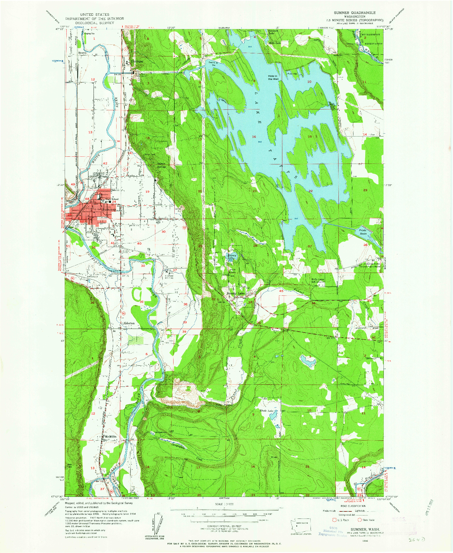 USGS 1:24000-SCALE QUADRANGLE FOR SUMNER, WA 1956