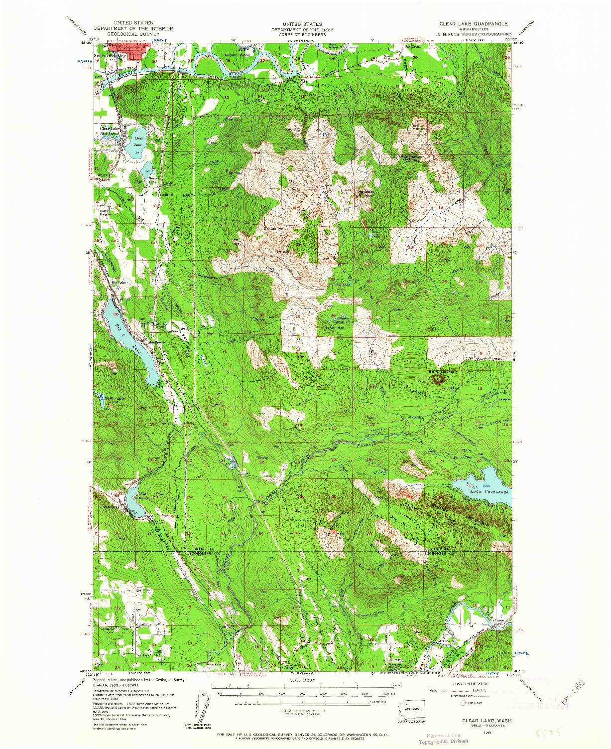 USGS 1:62500-SCALE QUADRANGLE FOR CLEAR LAKE, WA 1956