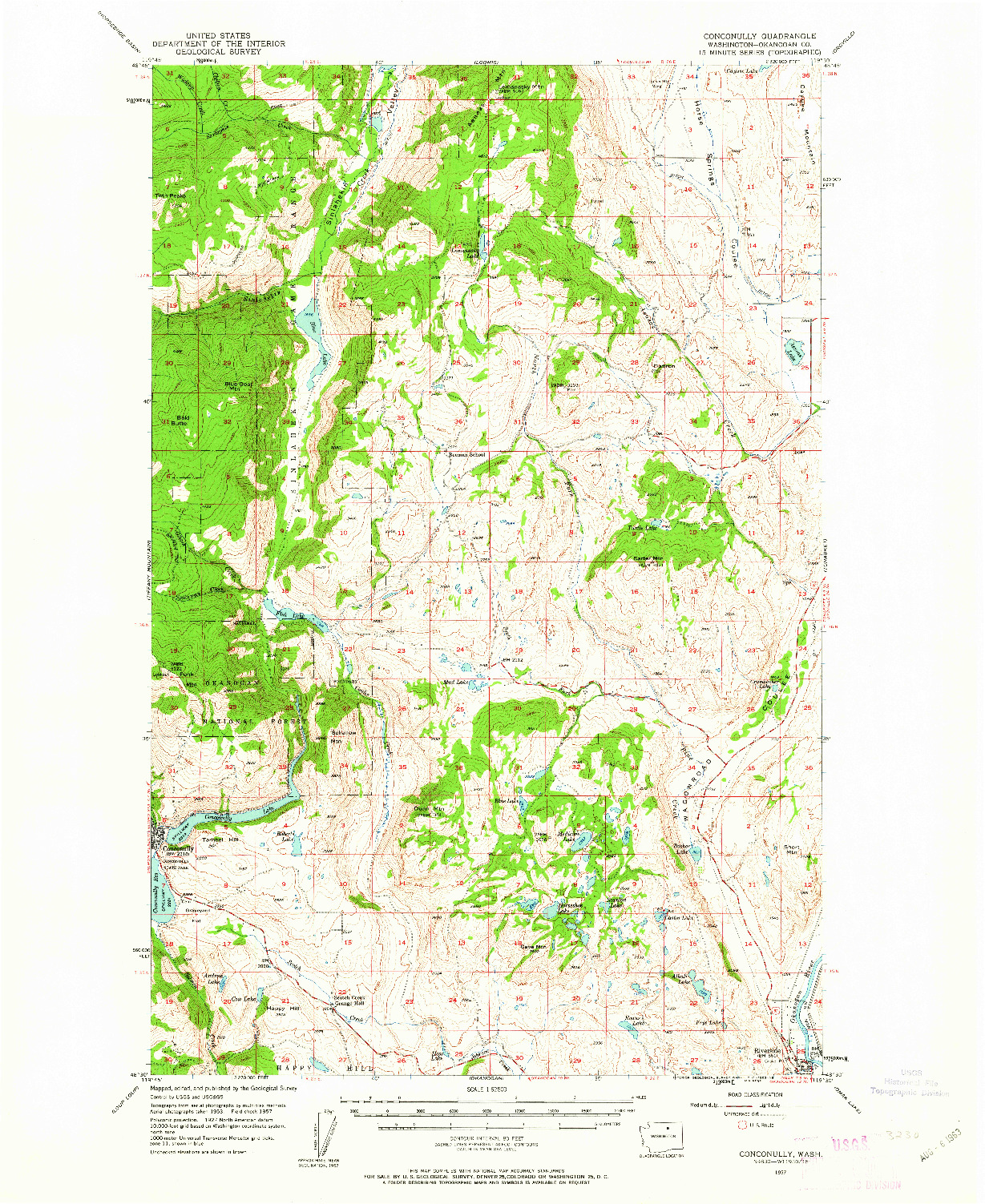 USGS 1:62500-SCALE QUADRANGLE FOR CONCONULLY, WA 1957