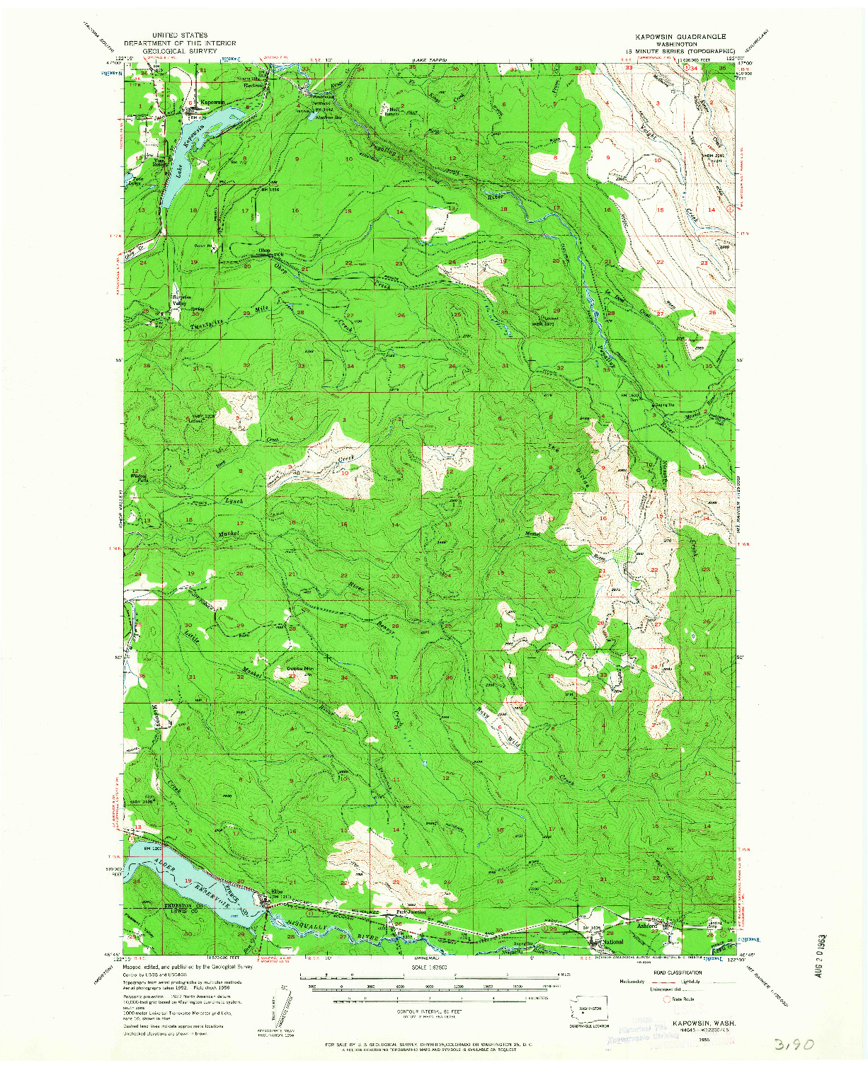 USGS 1:62500-SCALE QUADRANGLE FOR KAPOWSIN, WA 1956