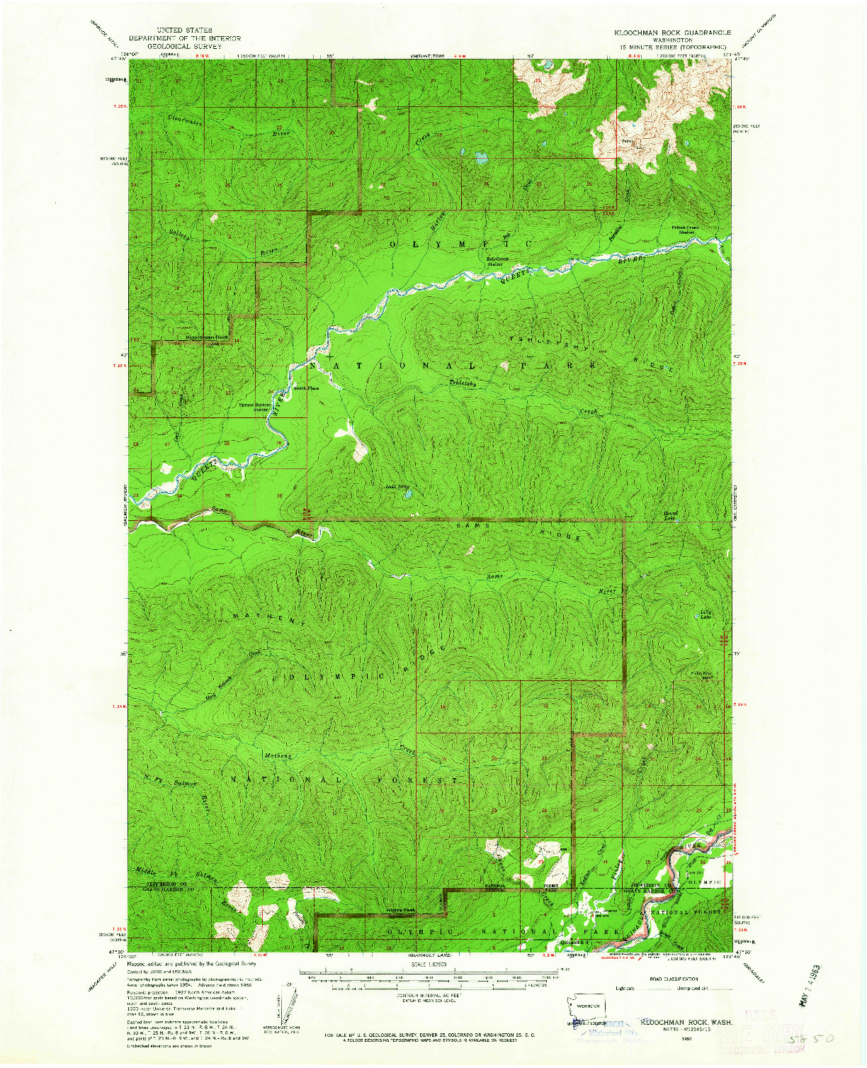 USGS 1:62500-SCALE QUADRANGLE FOR KLOOCHMAN ROCK, WA 1956