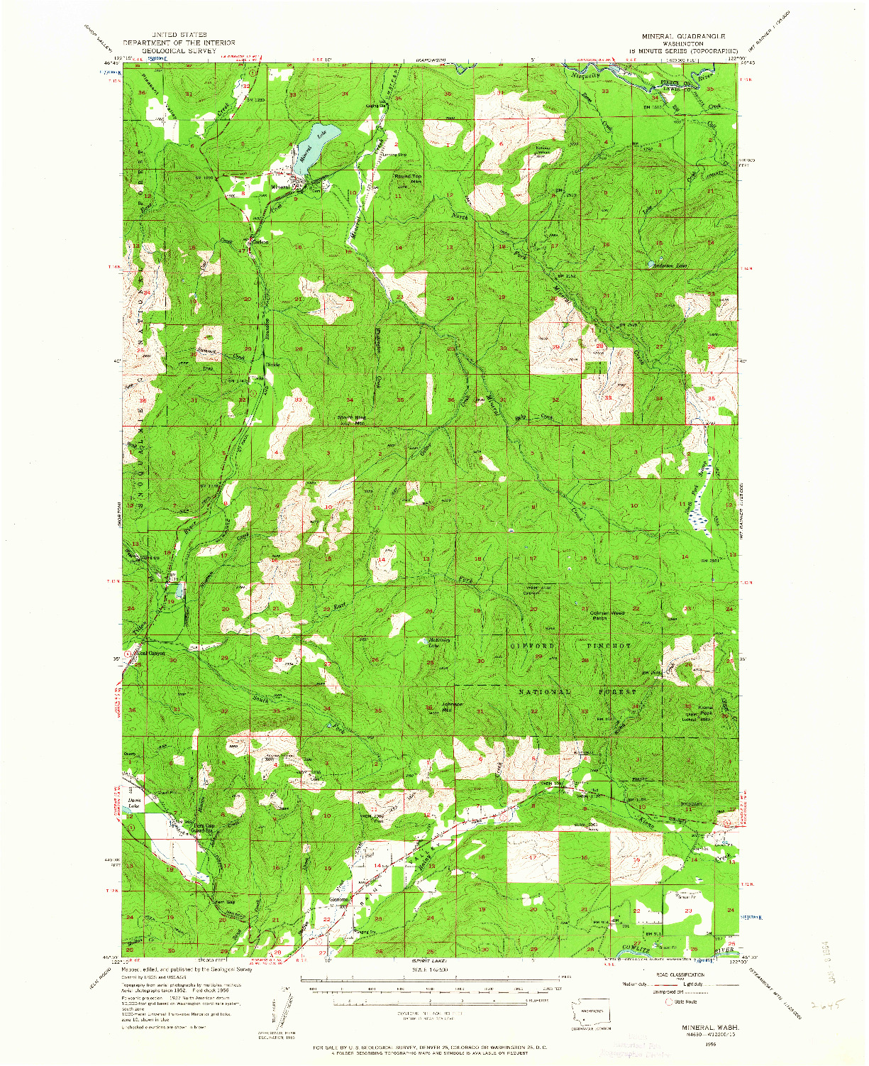 USGS 1:62500-SCALE QUADRANGLE FOR MINERAL, WA 1956