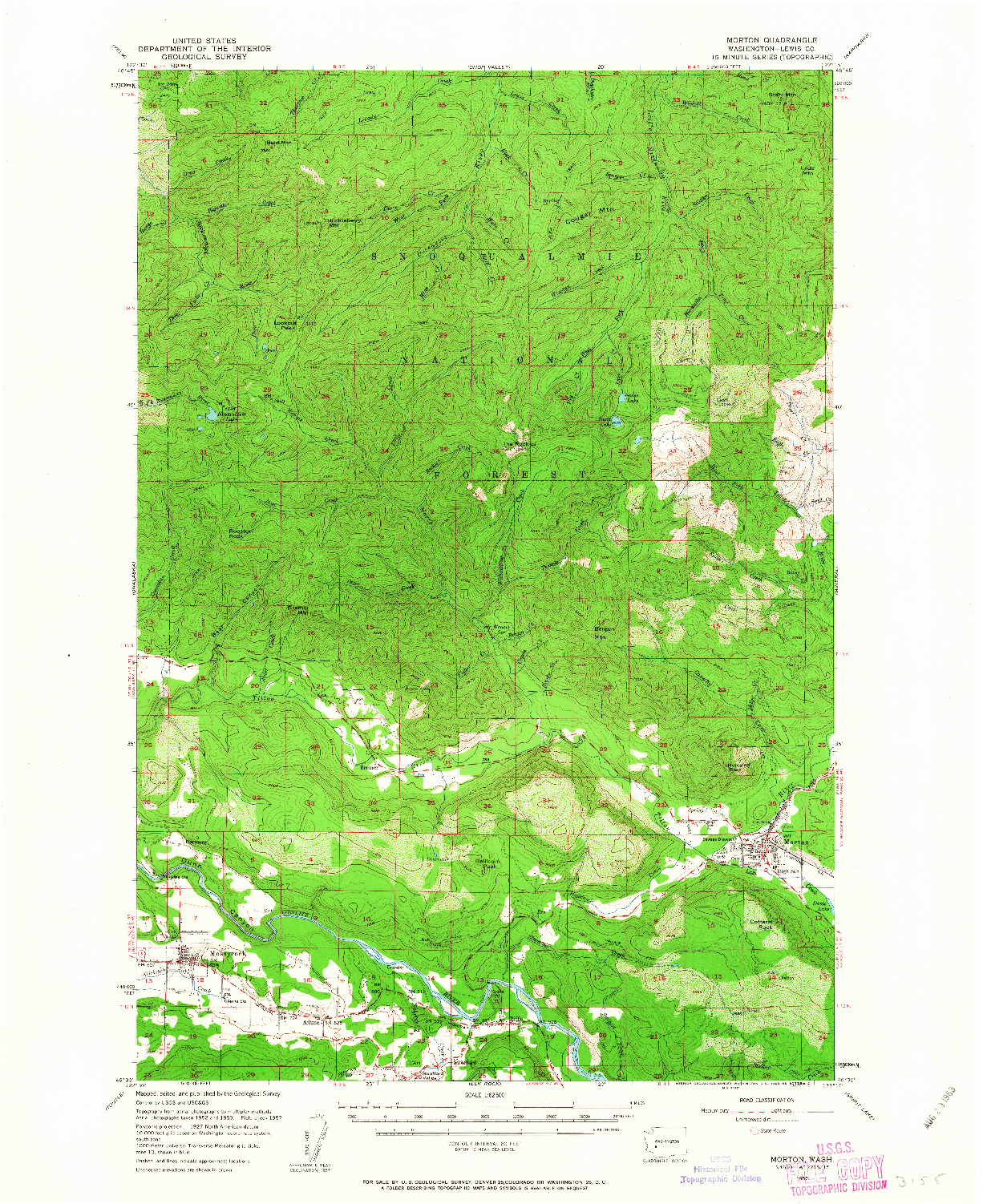 USGS 1:62500-SCALE QUADRANGLE FOR MORTON, WA 1957