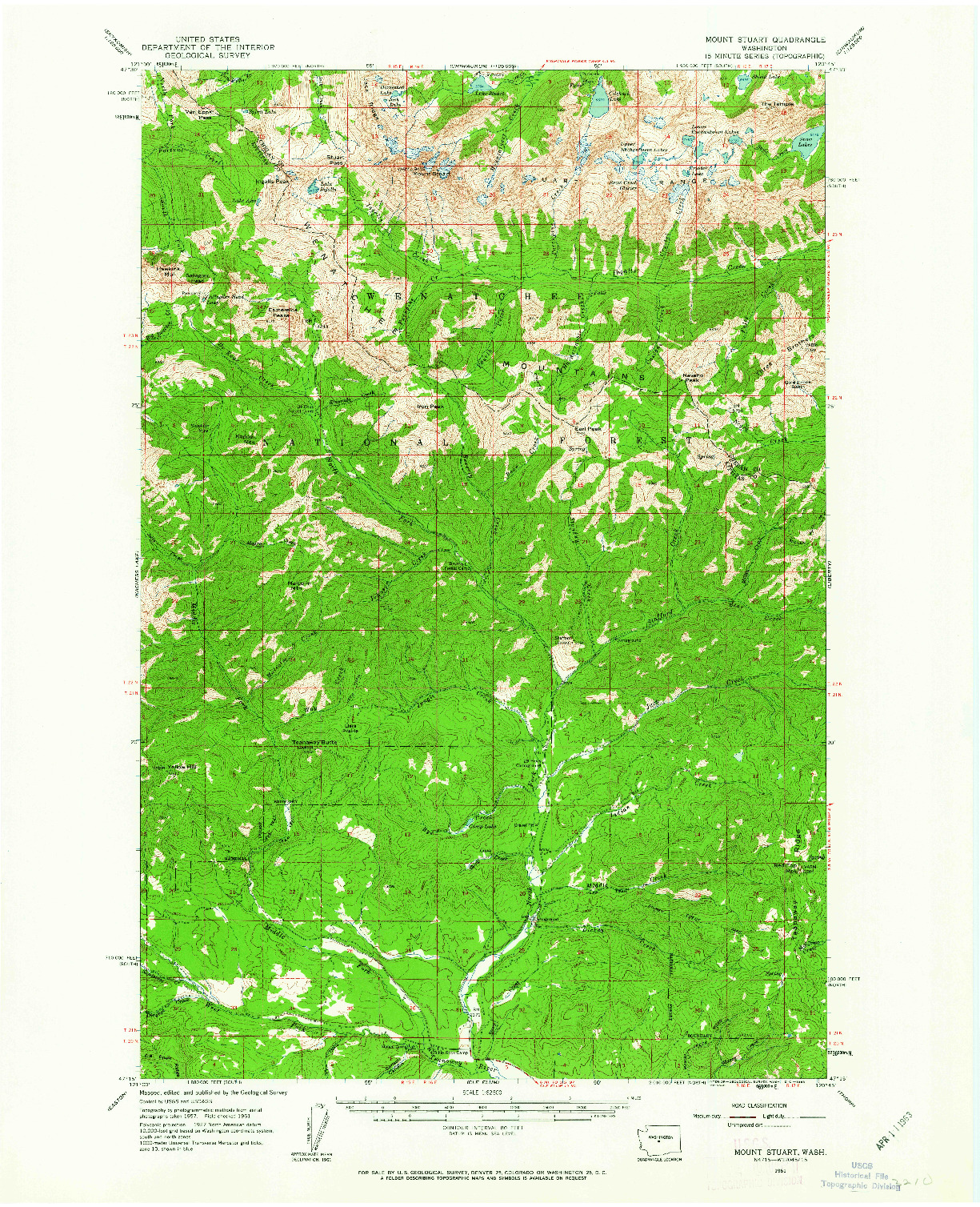 USGS 1:62500-SCALE QUADRANGLE FOR MOUNT STUART, WA 1961