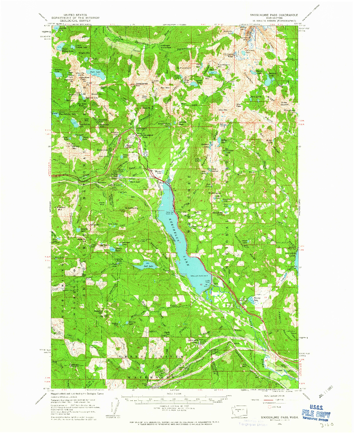 USGS 1:62500-SCALE QUADRANGLE FOR SNOQUALMIE PASS, WA 1961