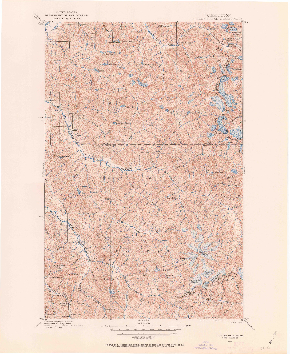 USGS 1:125000-SCALE QUADRANGLE FOR GLACIER PEAK, WA 1899