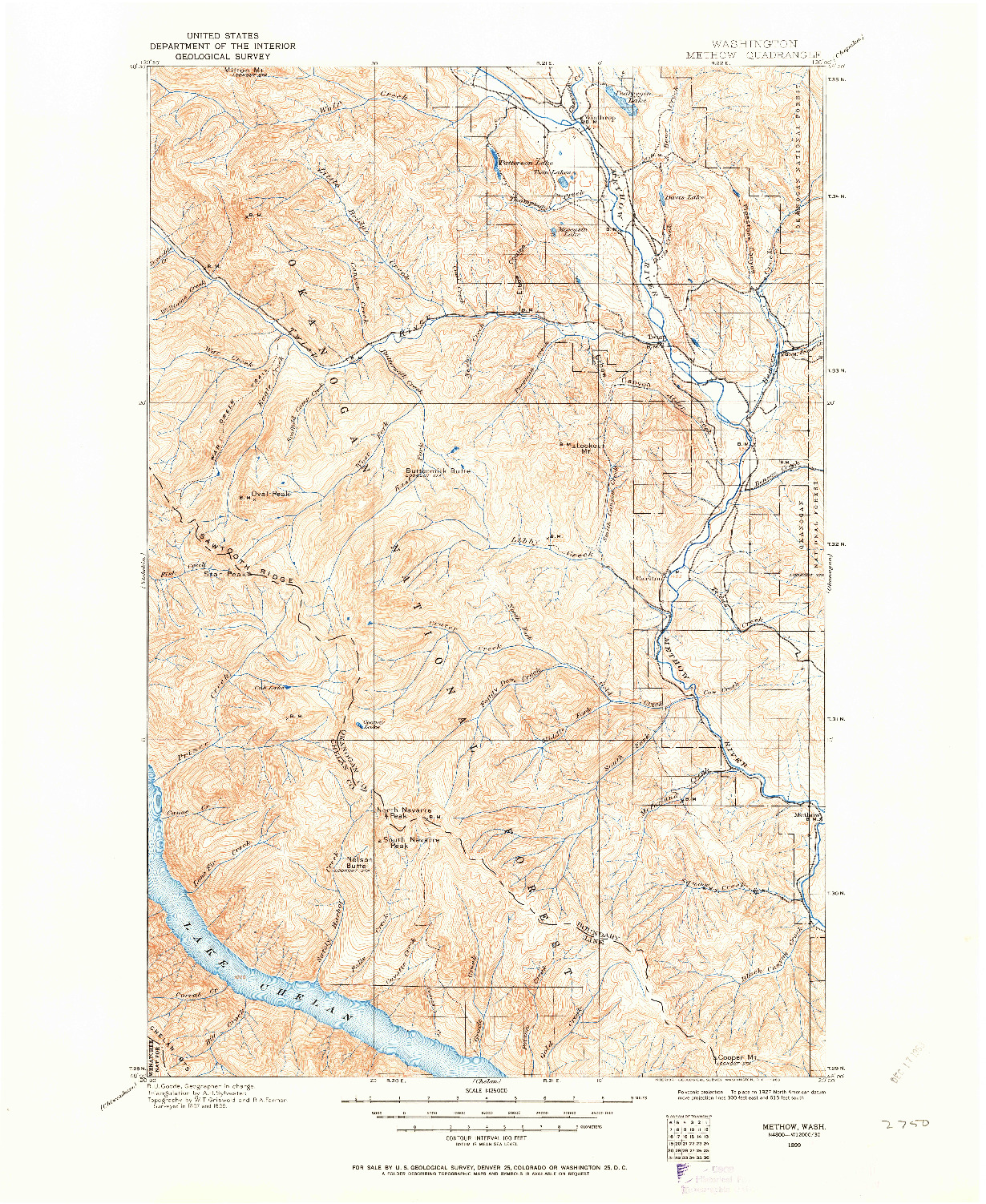 USGS 1:125000-SCALE QUADRANGLE FOR METHOW, WA 1899