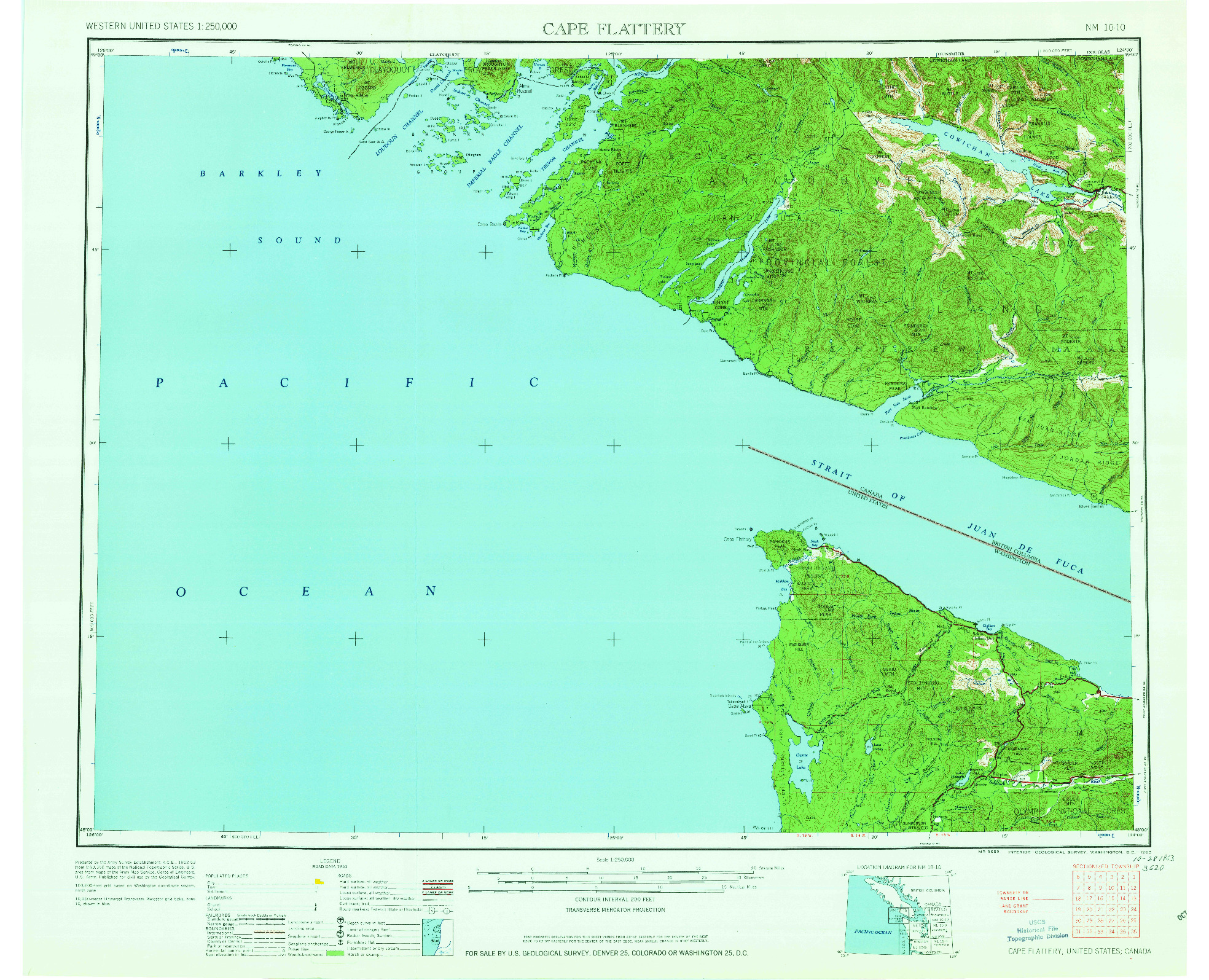 USGS 1:250000-SCALE QUADRANGLE FOR CAPE FLATTERY, WA 1963