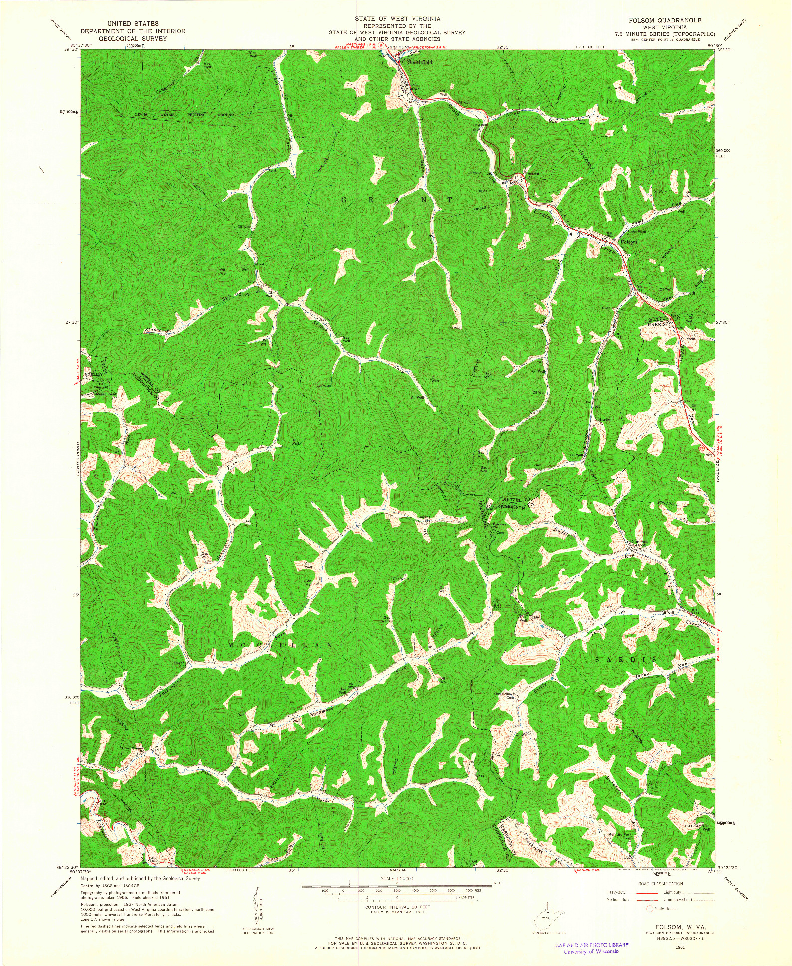 USGS 1:24000-SCALE QUADRANGLE FOR FOLSOM, WV 1961