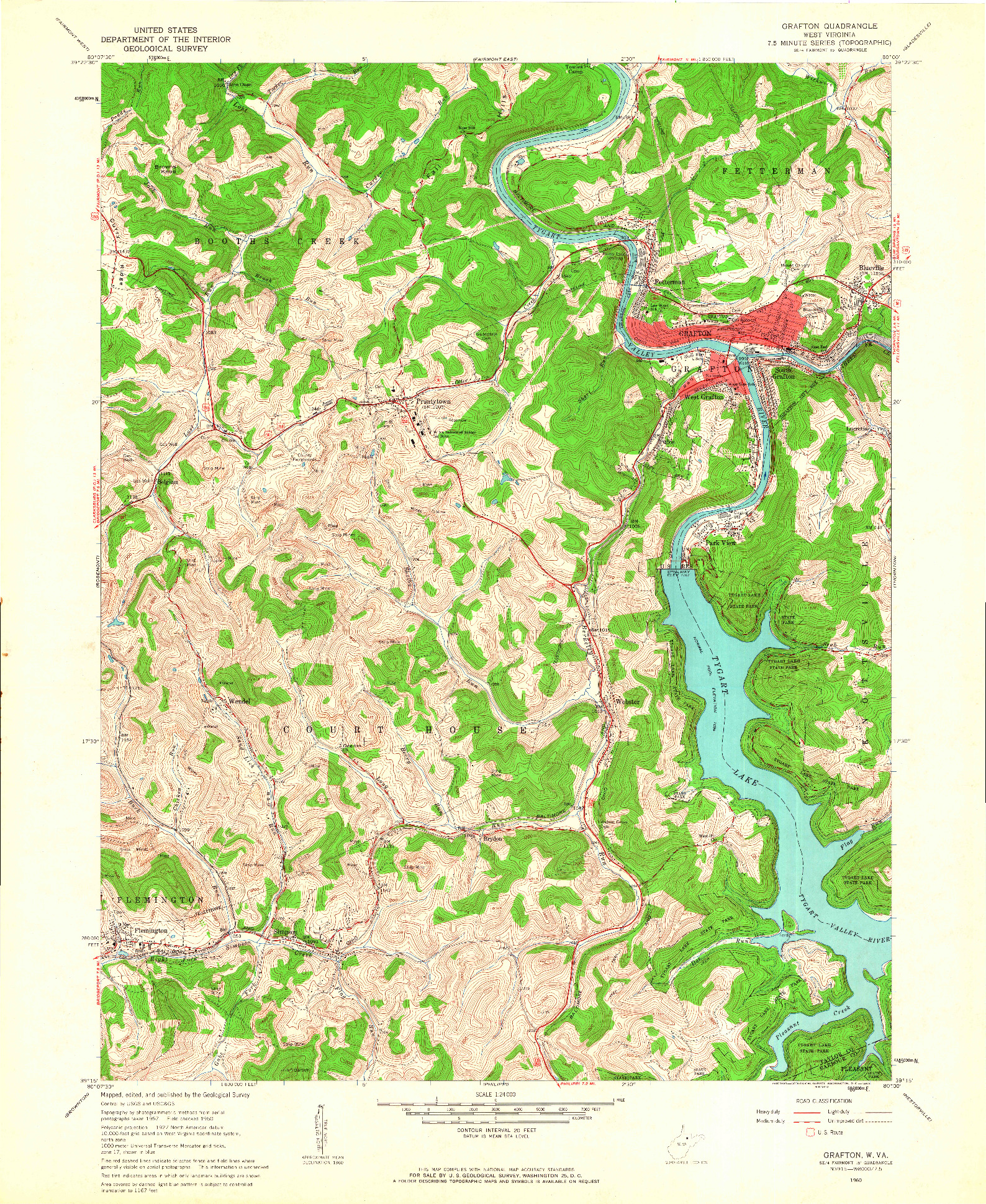 USGS 1:24000-SCALE QUADRANGLE FOR GRAFTON, WV 1960