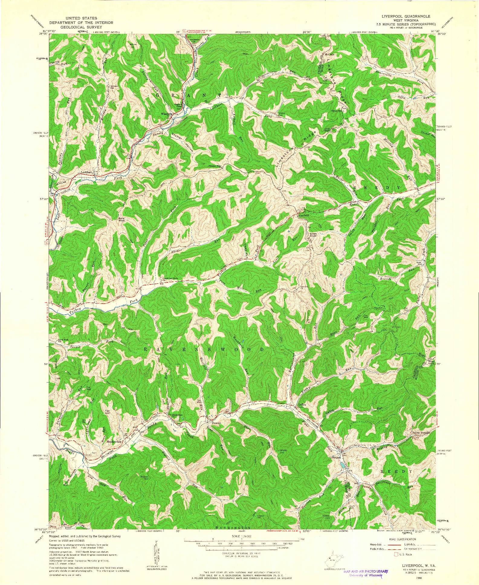 USGS 1:24000-SCALE QUADRANGLE FOR LIVERPOOL, WV 1960