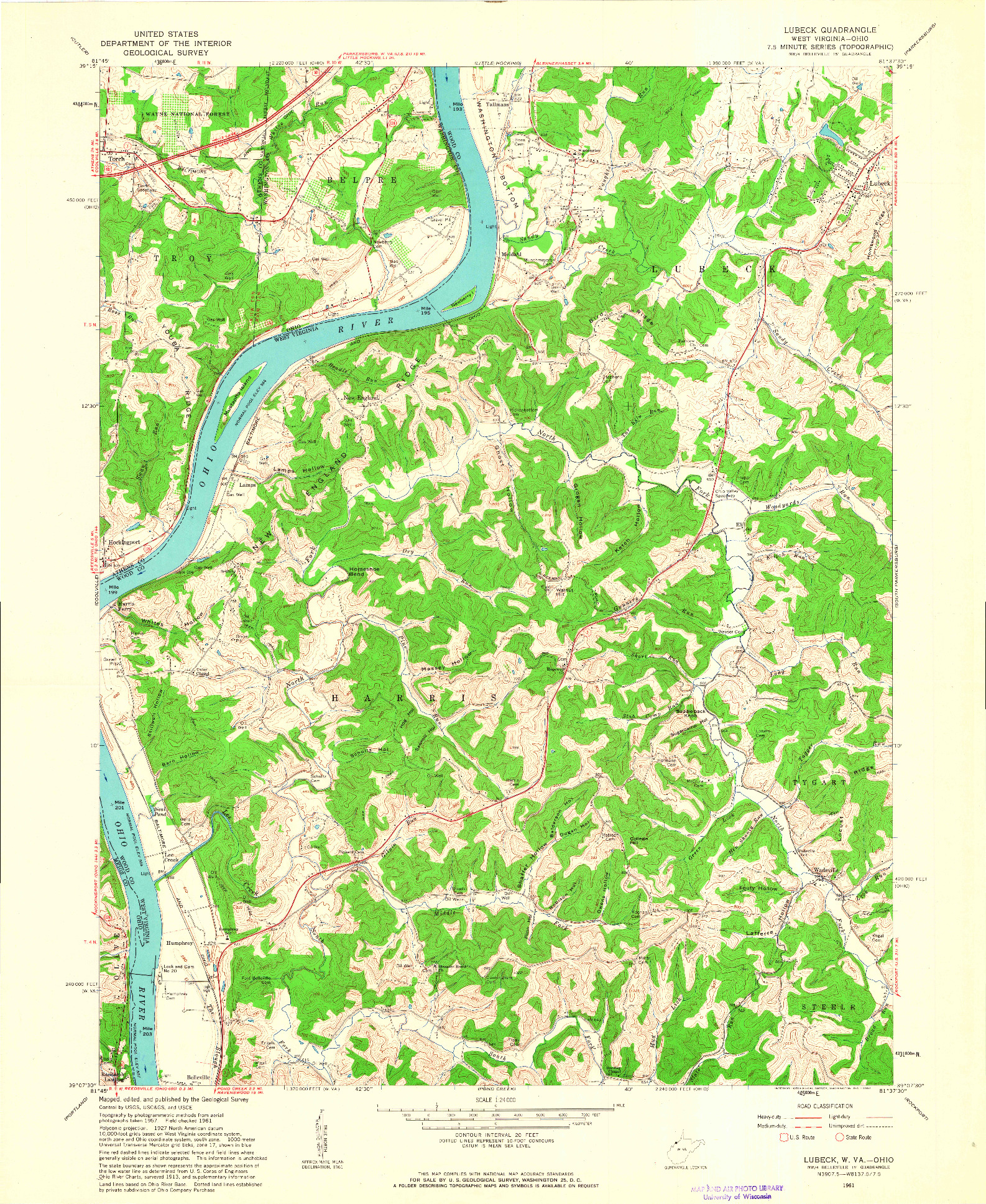 USGS 1:24000-SCALE QUADRANGLE FOR LUBECK, WV 1961