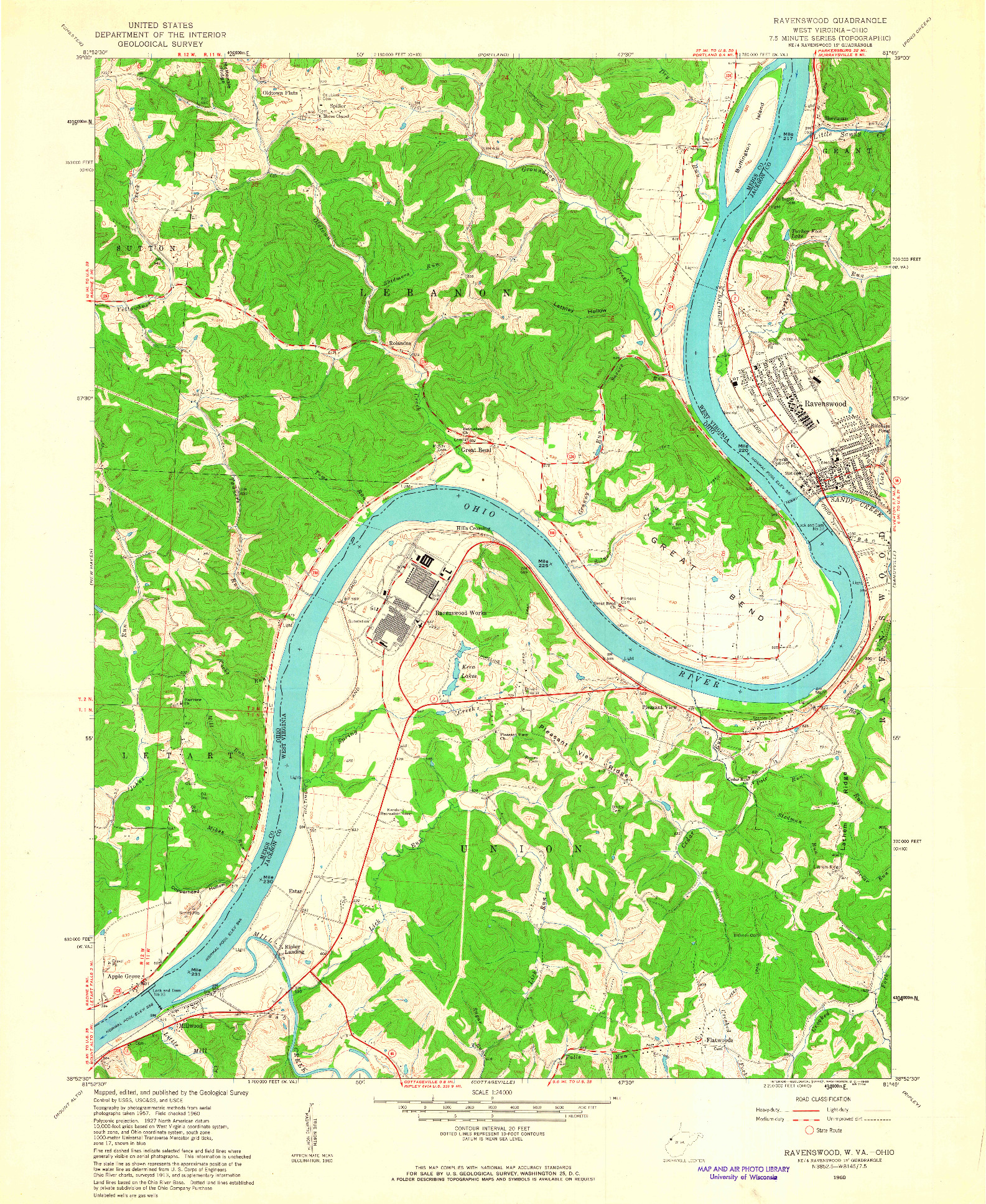 USGS 1:24000-SCALE QUADRANGLE FOR RAVENSWOOD, WV 1960