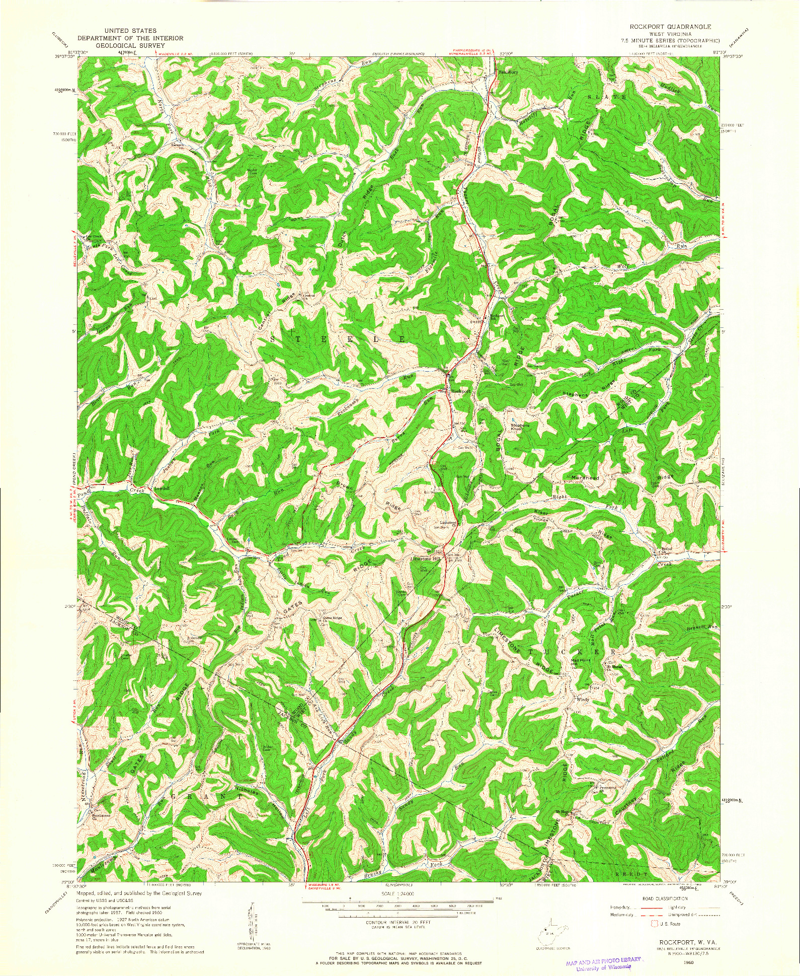 USGS 1:24000-SCALE QUADRANGLE FOR ROCKPORT, WV 1960