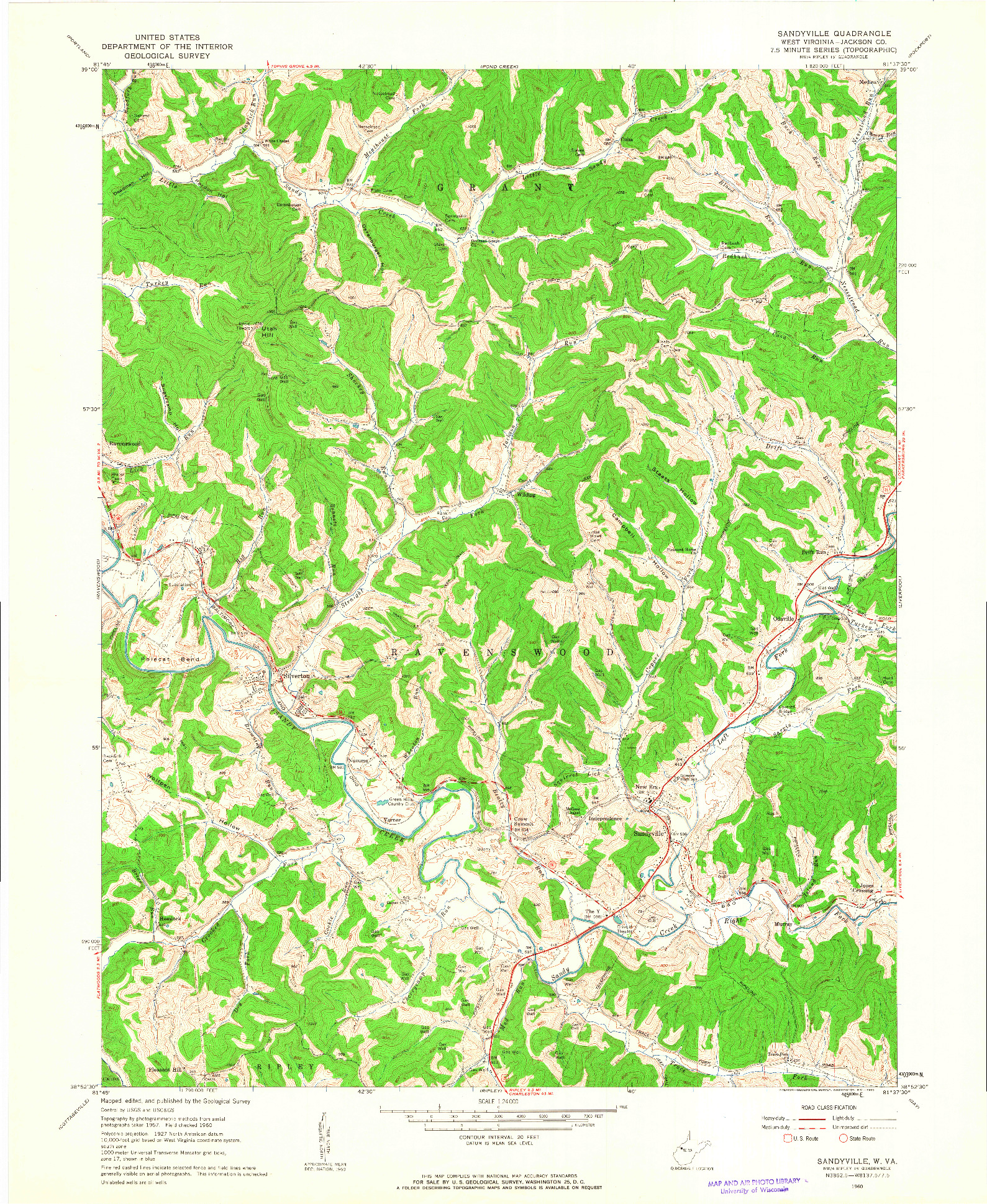 USGS 1:24000-SCALE QUADRANGLE FOR SANDYVILLE, WV 1960
