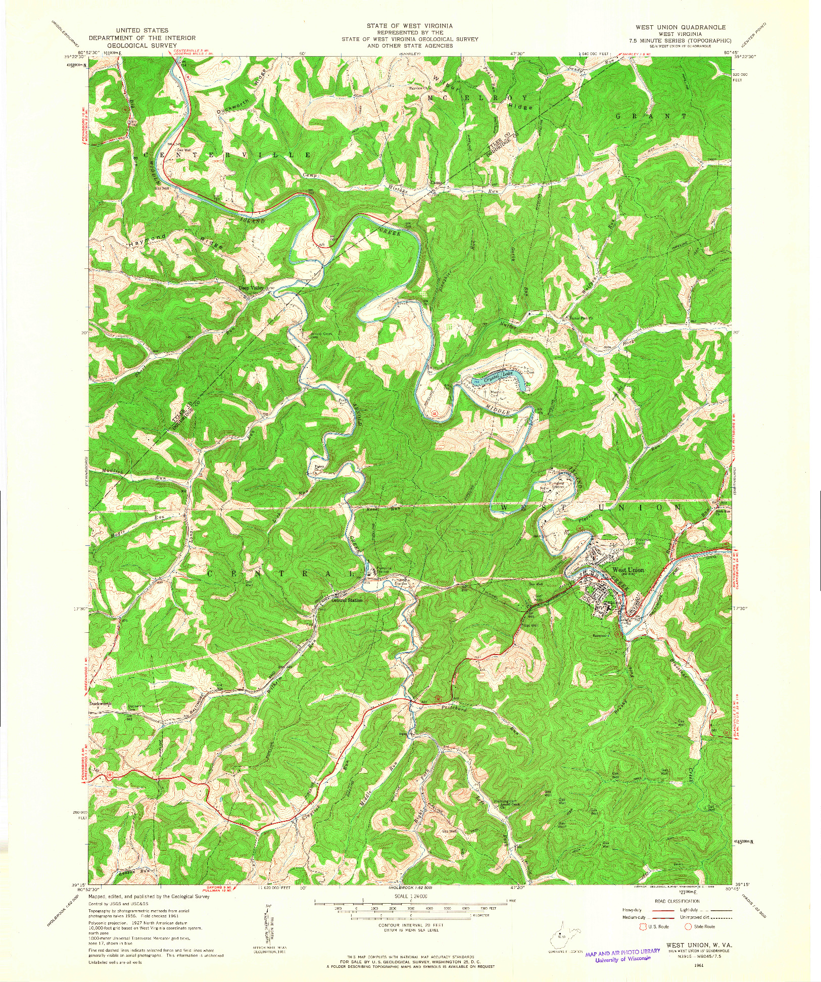 USGS 1:24000-SCALE QUADRANGLE FOR WEST UNION, WV 1961