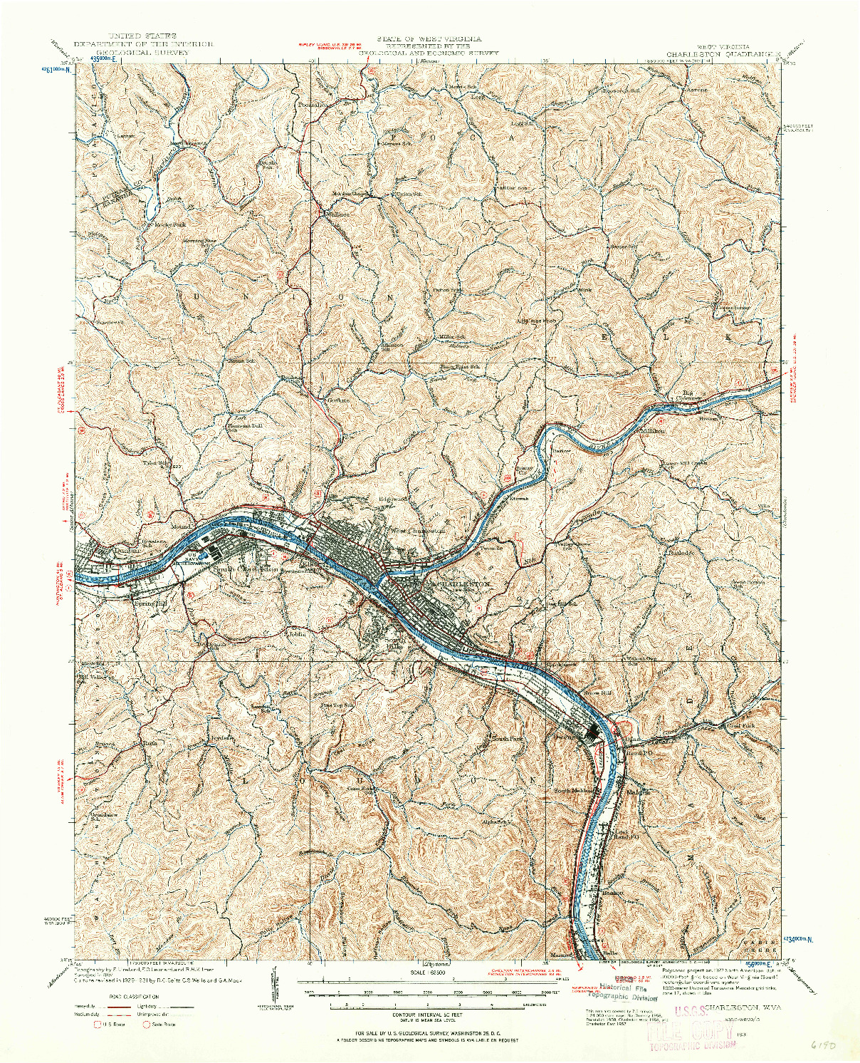 USGS 1:62500-SCALE QUADRANGLE FOR CHARLESTON, WV 1931