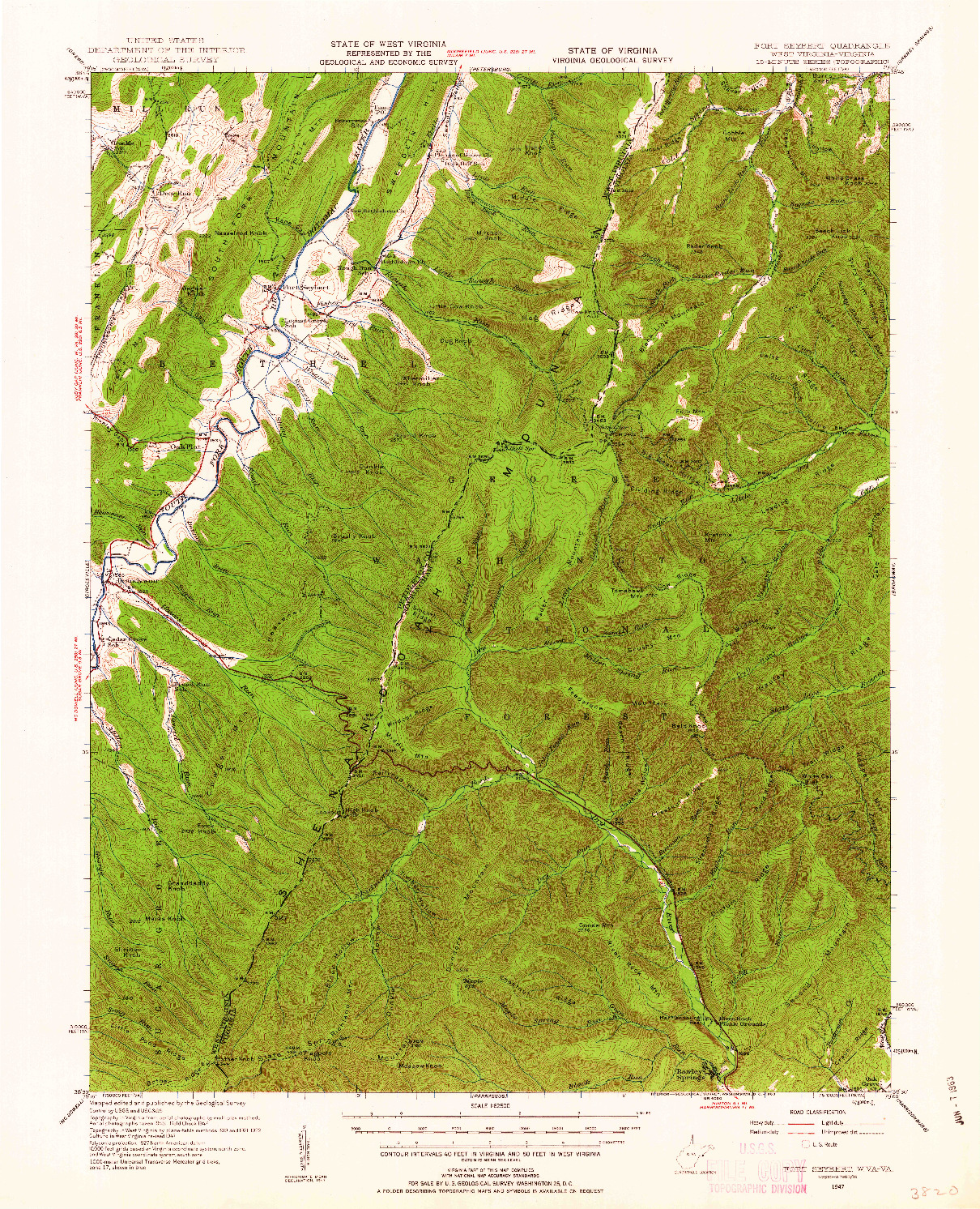 USGS 1:62500-SCALE QUADRANGLE FOR FORT SEYBERT, WV 1947