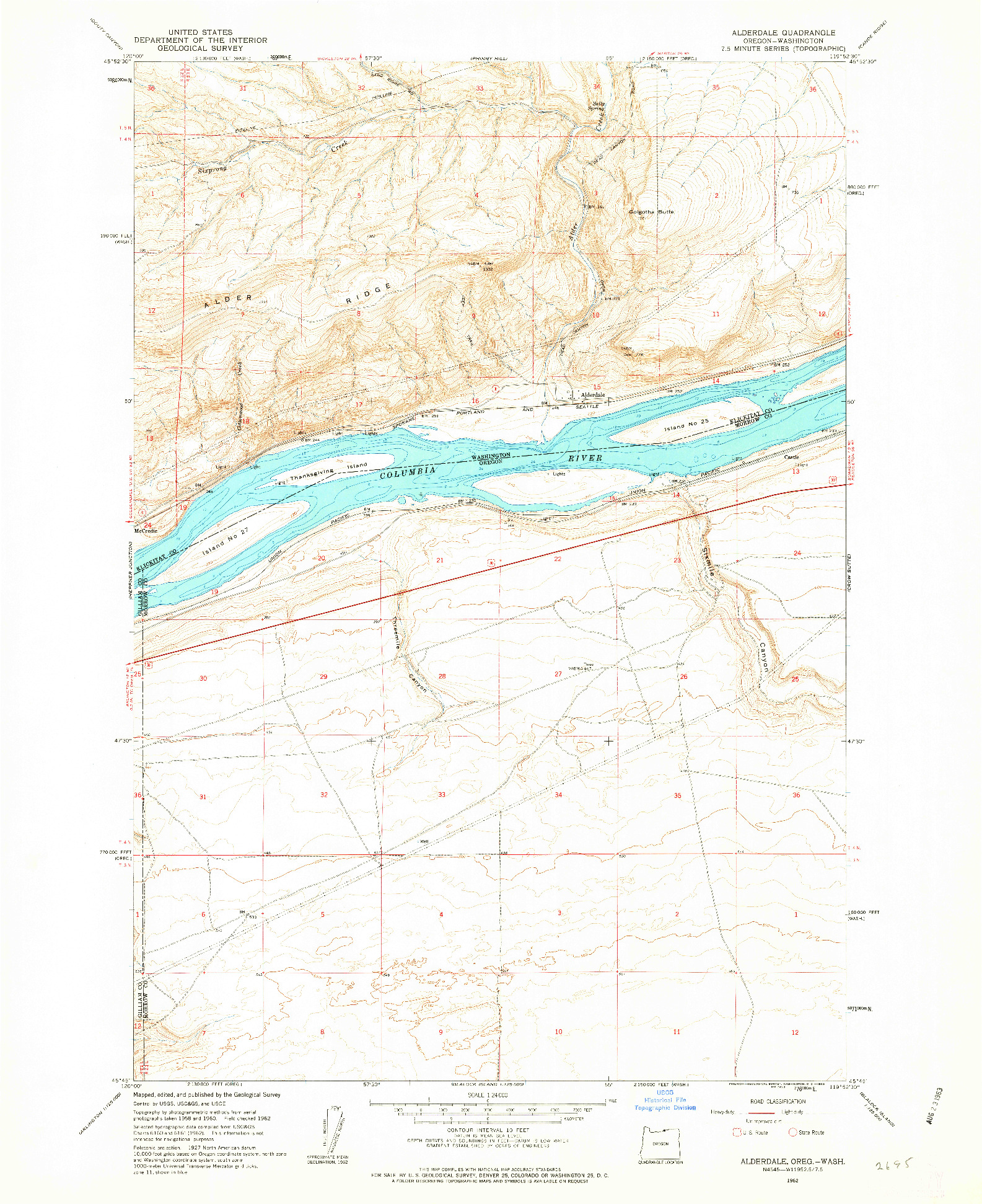 USGS 1:24000-SCALE QUADRANGLE FOR ALDERDALE, OR 1962