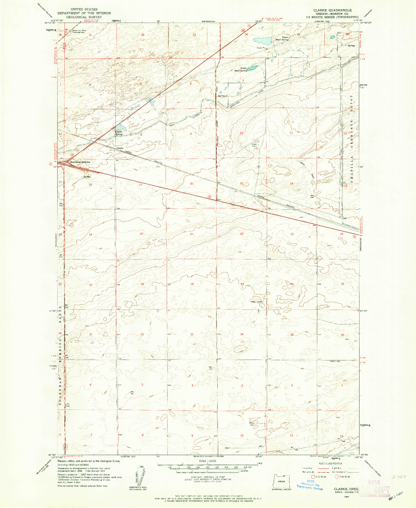 USGS 1:24000-SCALE QUADRANGLE FOR CLARKE, OR 1962