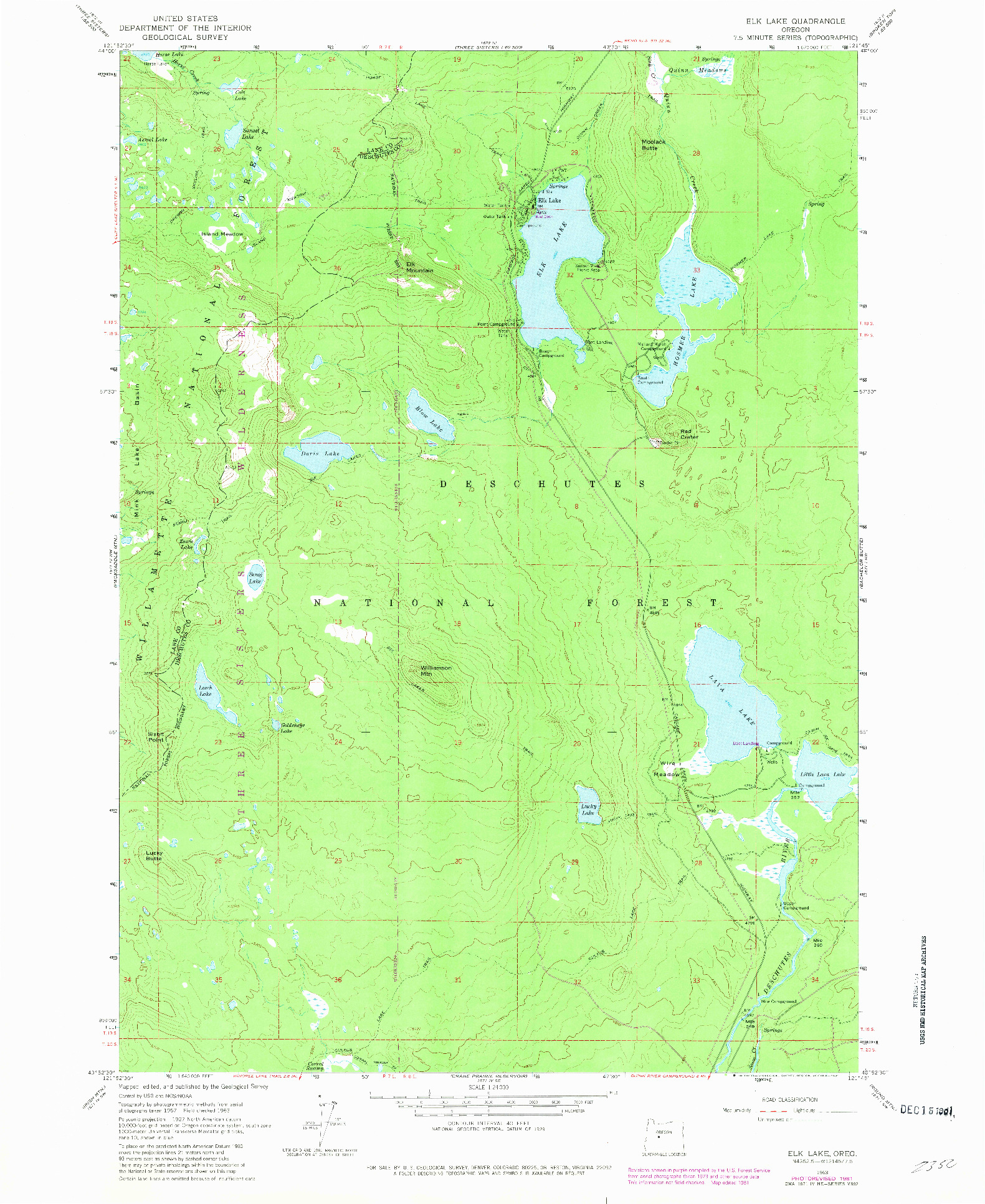 USGS 1:24000-SCALE QUADRANGLE FOR ELK LAKE, OR 1963