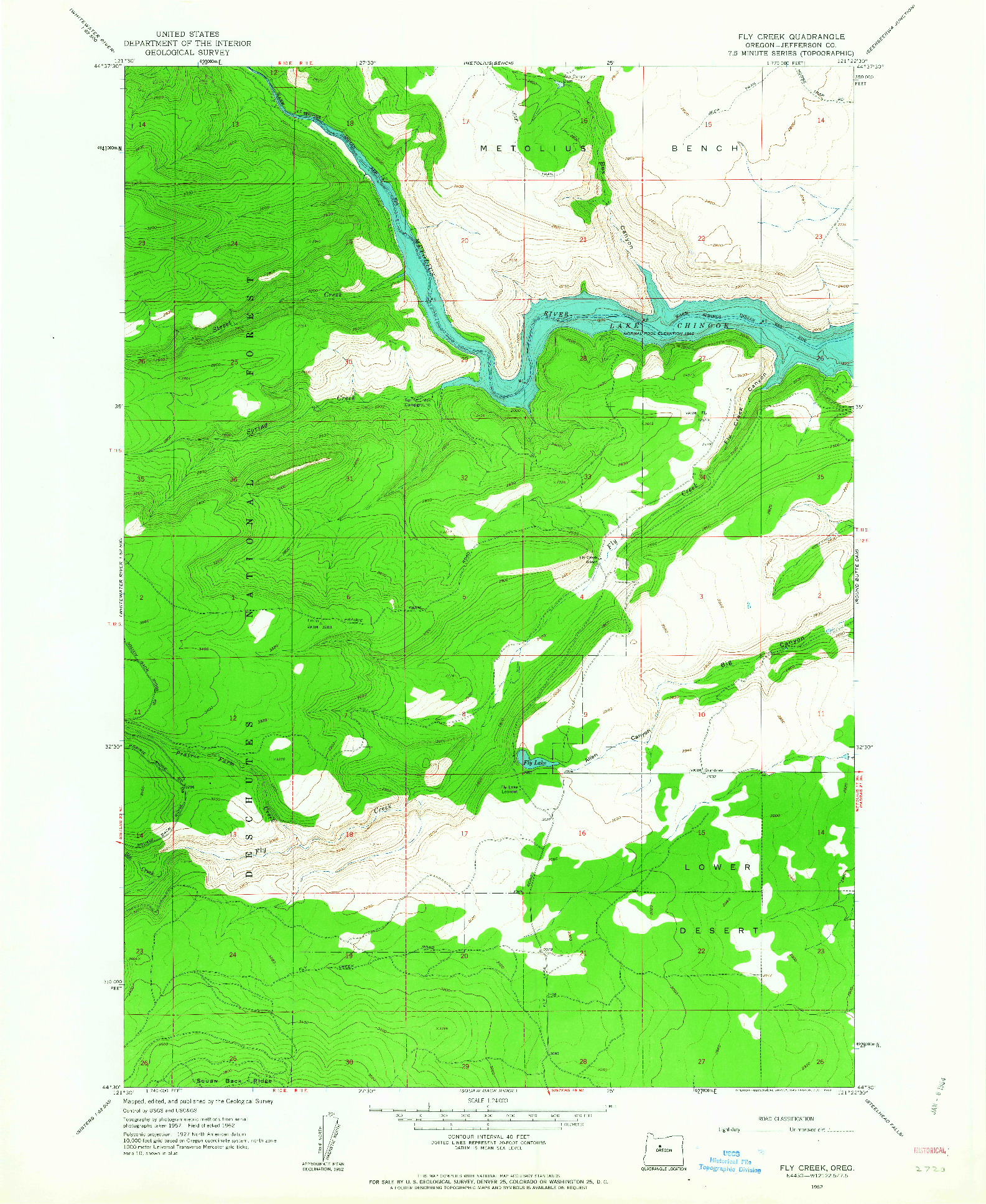 USGS 1:24000-SCALE QUADRANGLE FOR FLY CREEK, OR 1962