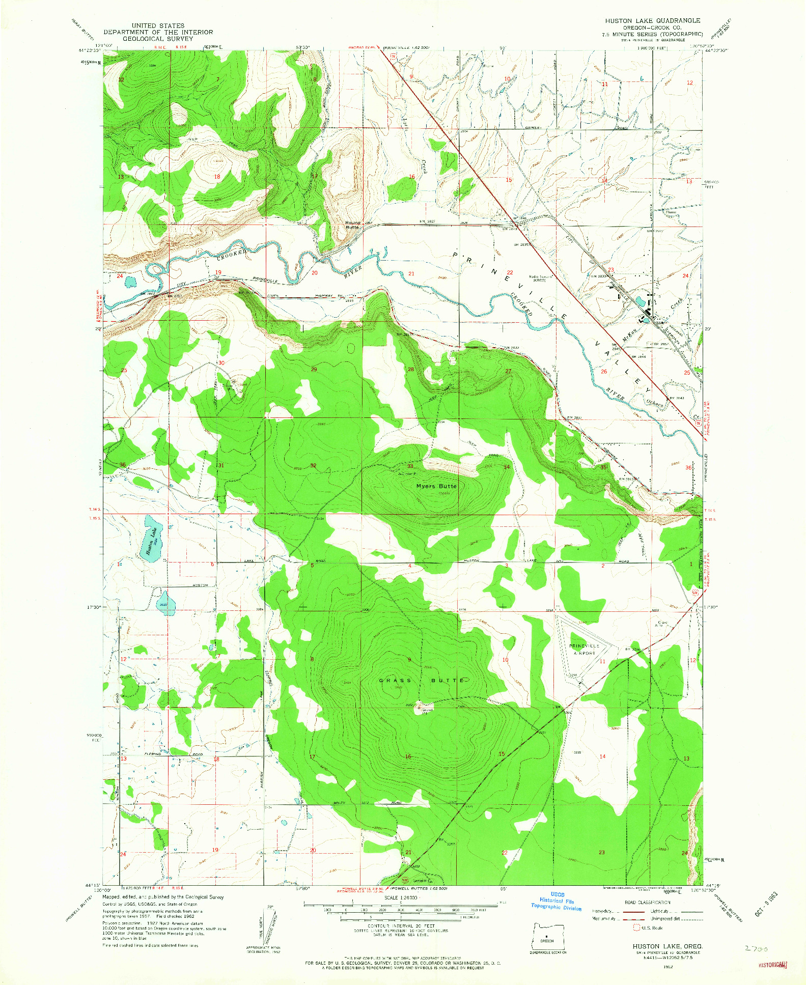 USGS 1:24000-SCALE QUADRANGLE FOR HUSTON LAKE, OR 1962