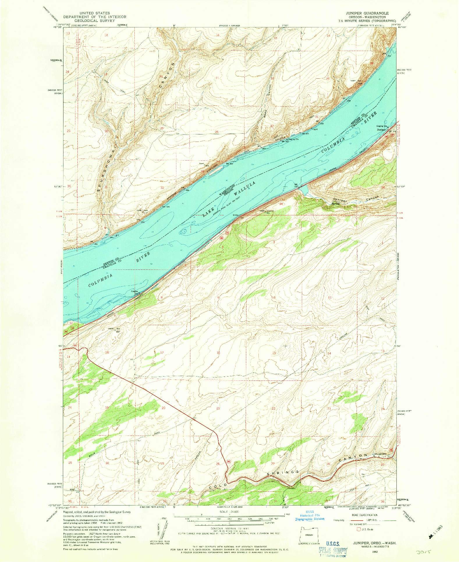 USGS 1:24000-SCALE QUADRANGLE FOR JUNIPER, OR 1962