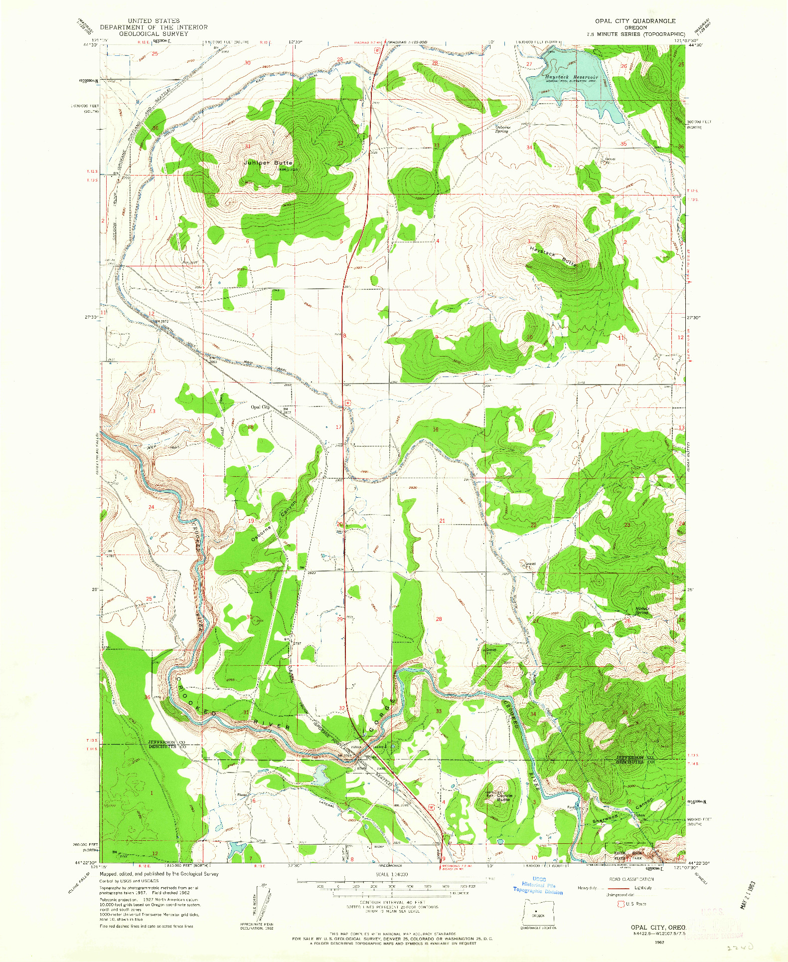 USGS 1:24000-SCALE QUADRANGLE FOR OPAL CITY, OR 1962