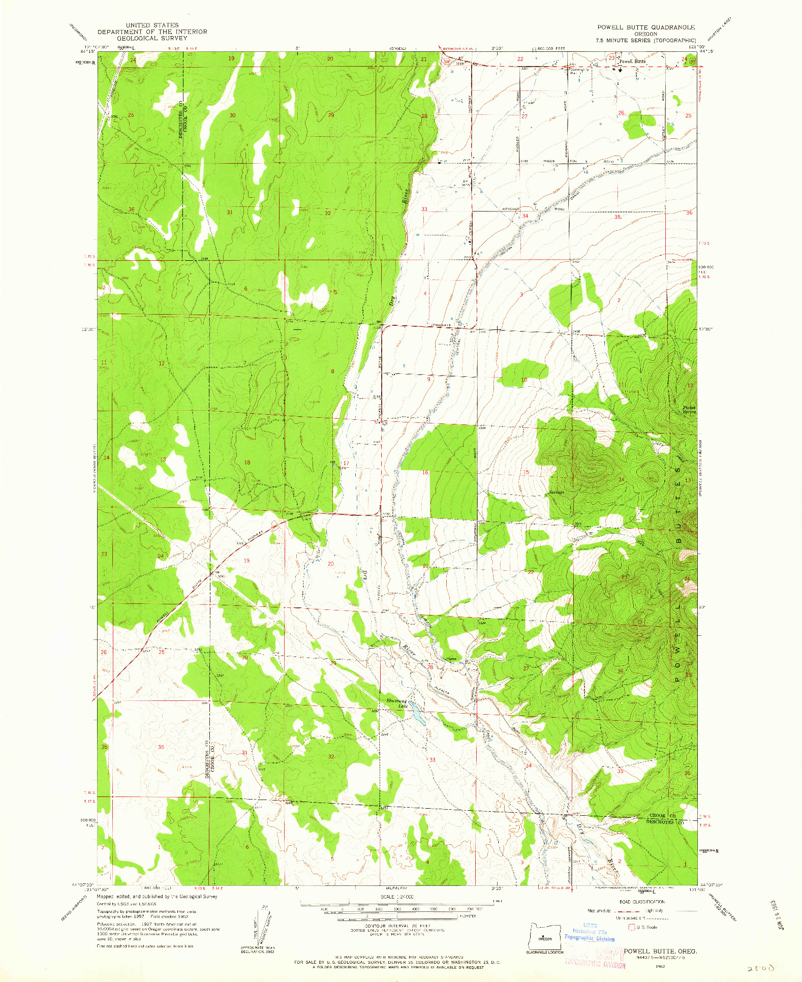 USGS 1:24000-SCALE QUADRANGLE FOR POWELL BUTTE, OR 1962