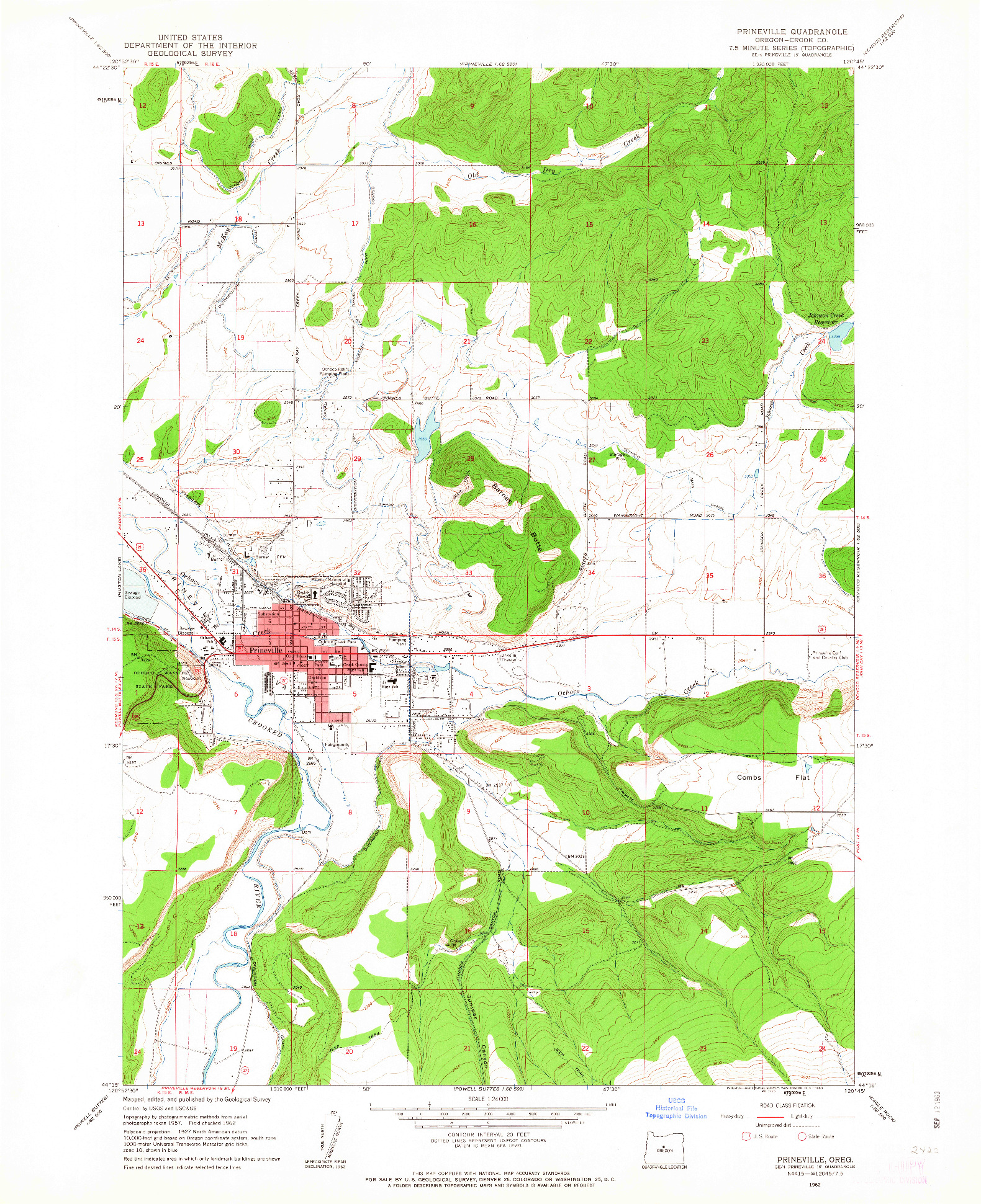 USGS 1:24000-SCALE QUADRANGLE FOR PRINEVILLE, OR 1962