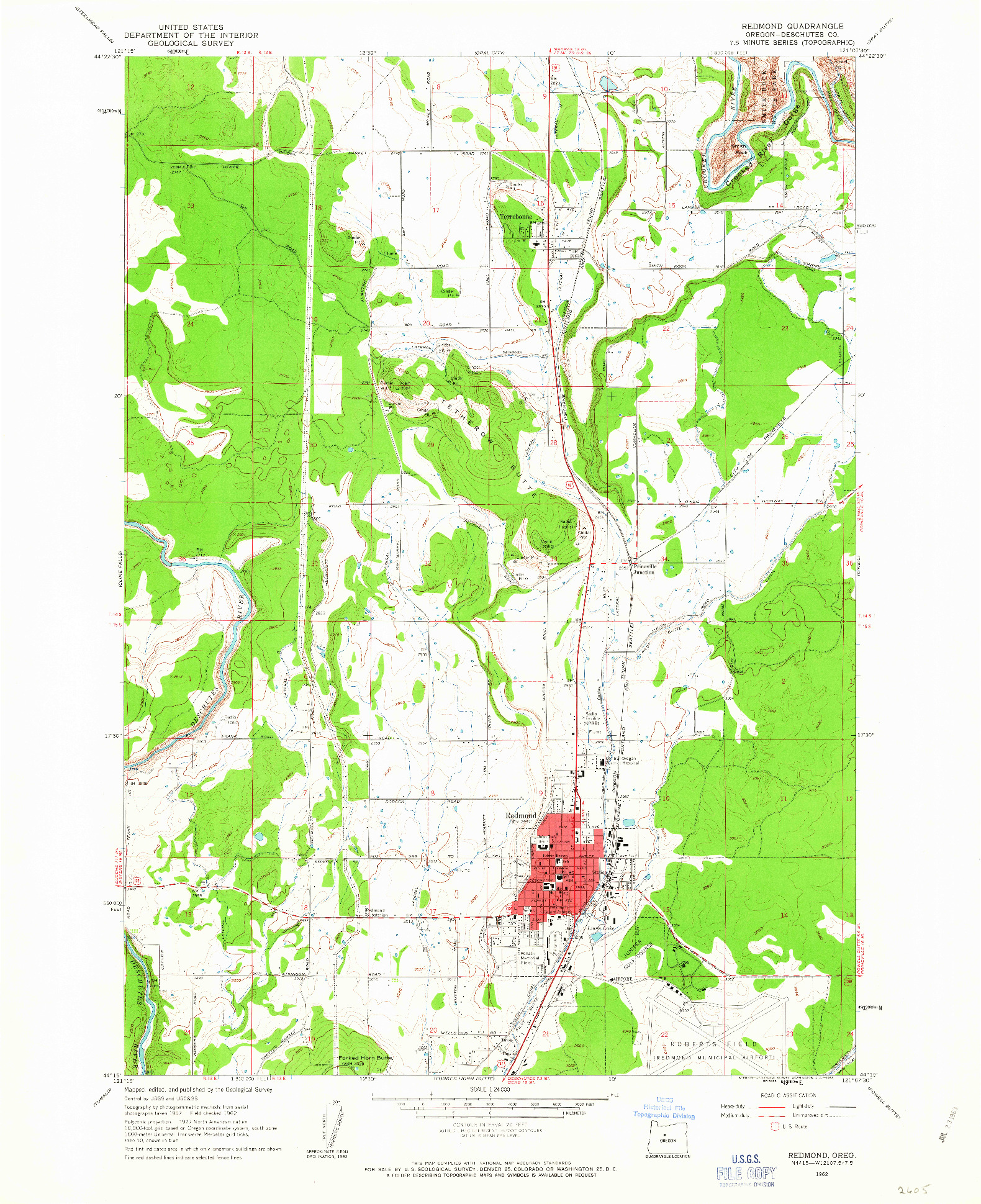 USGS 1:24000-SCALE QUADRANGLE FOR REDMOND, OR 1962