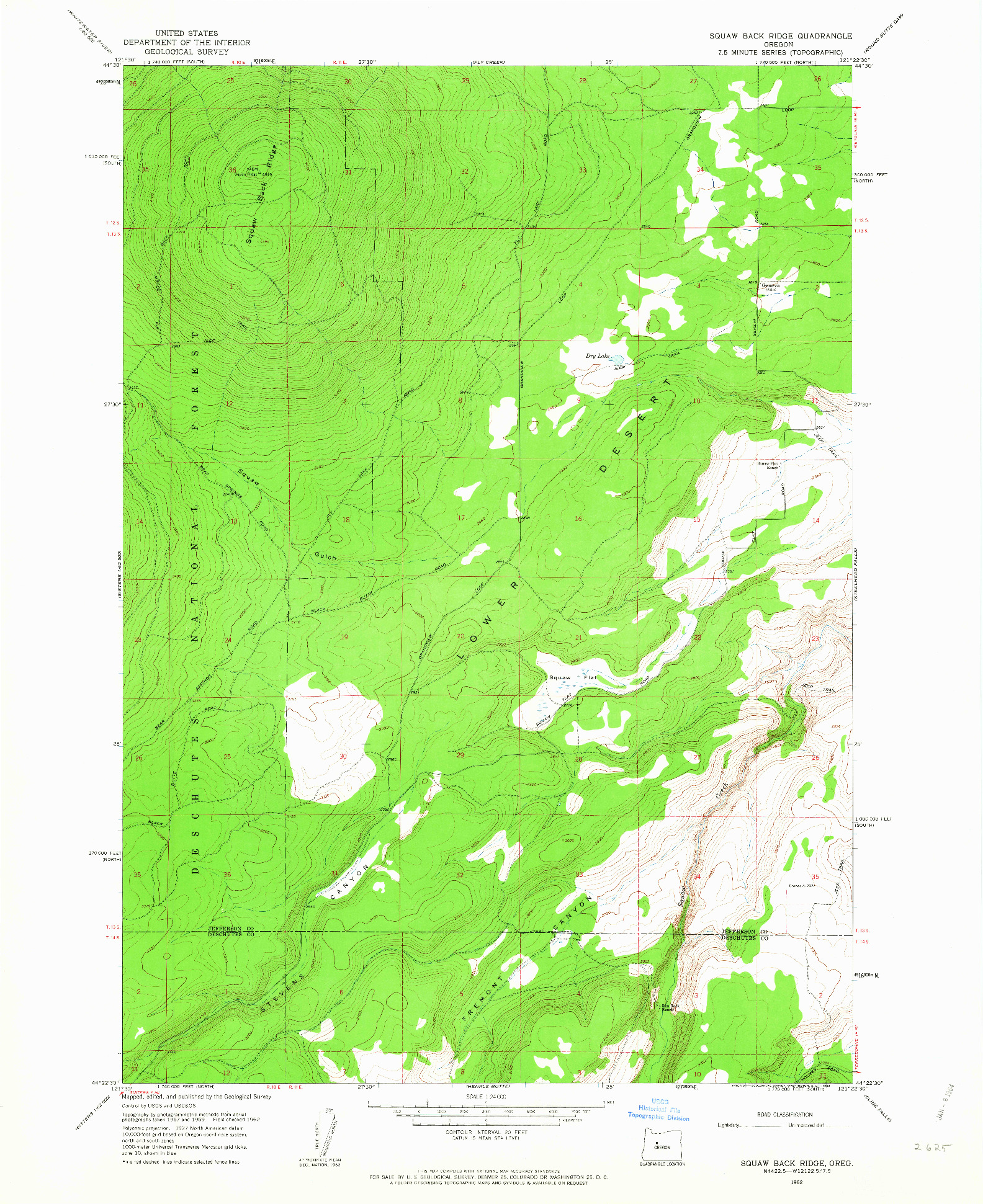 USGS 1:24000-SCALE QUADRANGLE FOR SQUAW BACK RIDGE, OR 1962