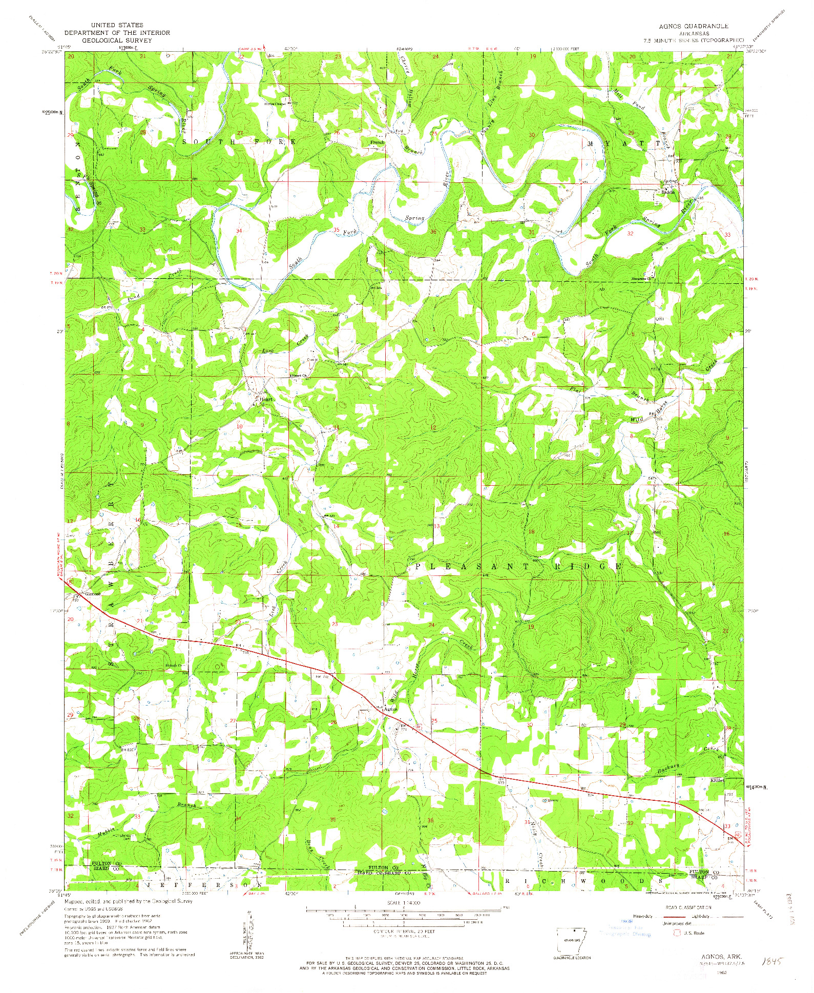 USGS 1:24000-SCALE QUADRANGLE FOR AGNOS, AR 1962