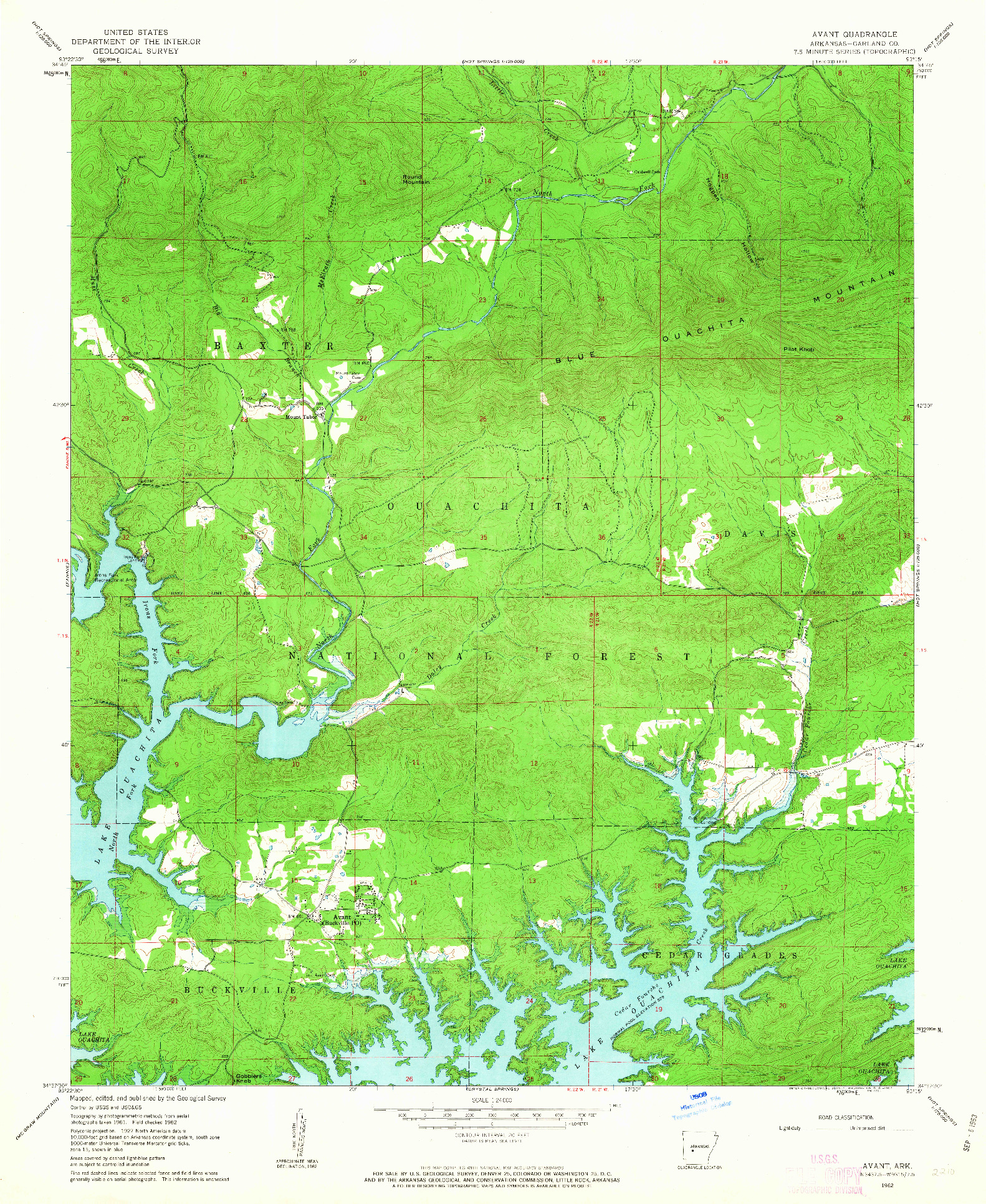 USGS 1:24000-SCALE QUADRANGLE FOR AVANT, AR 1962